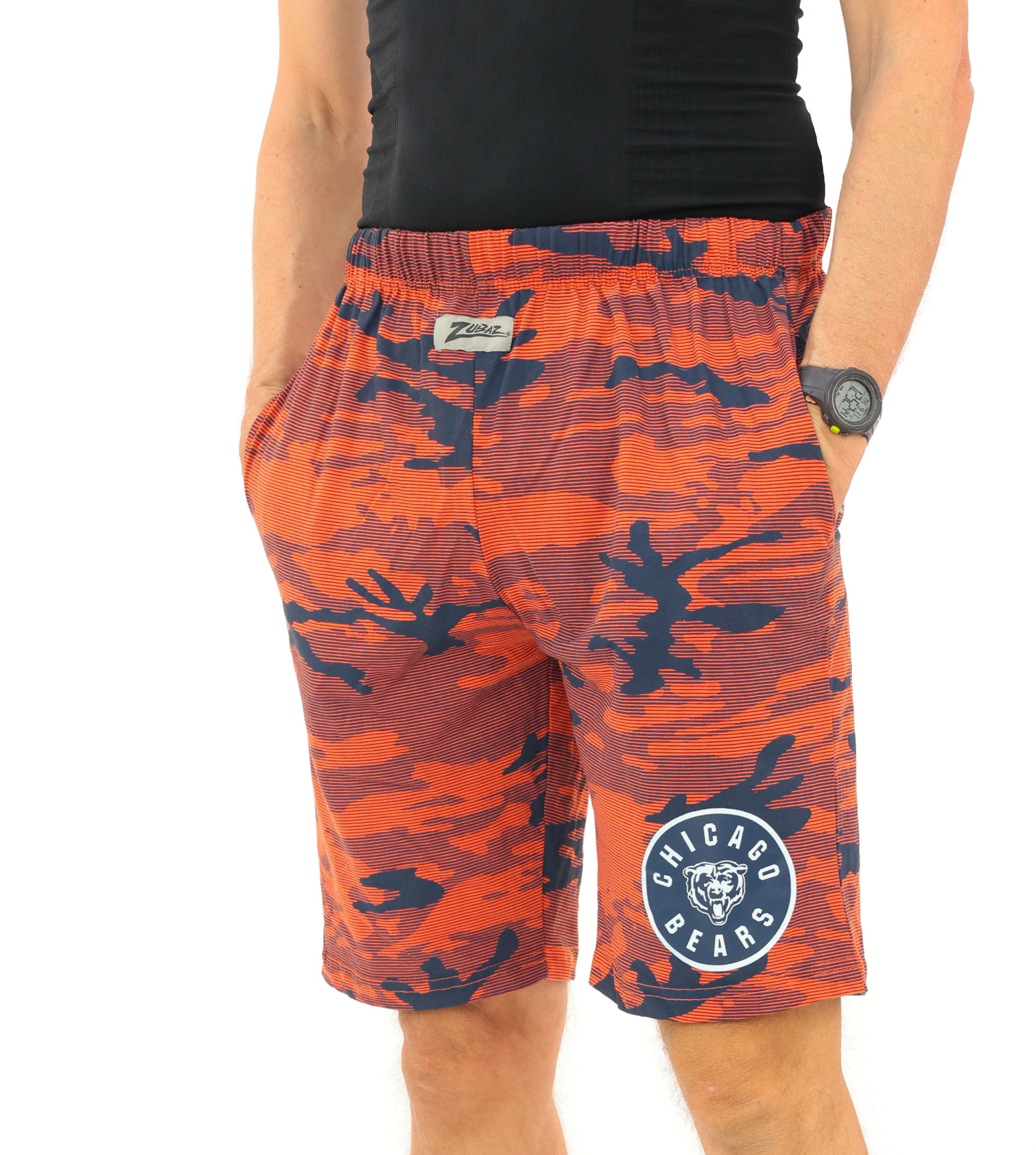 Zubaz NFL Adult Unisex Z88 Camo Lines Shorts, Chicago Bears