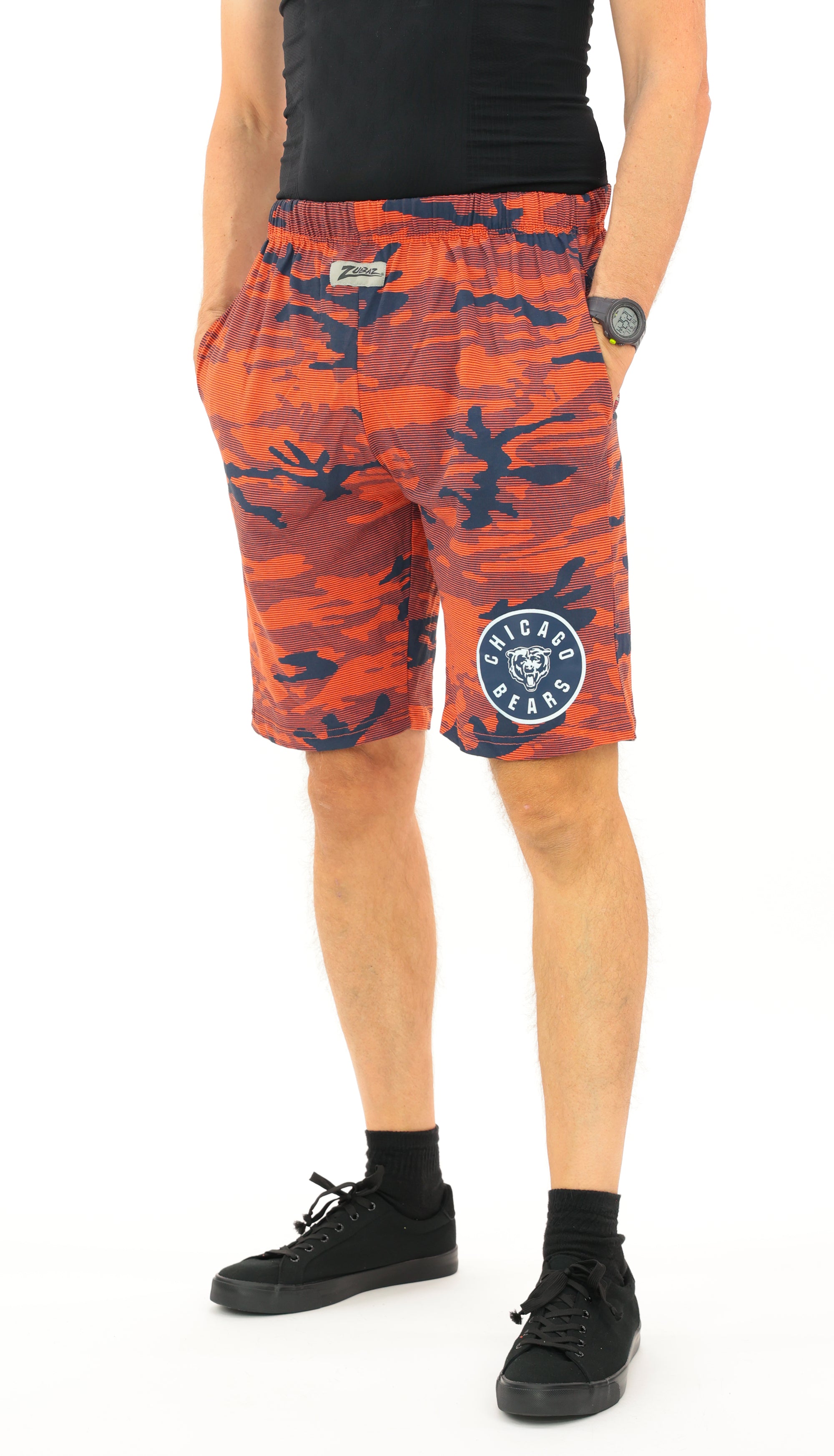 Zubaz NFL Adult Unisex Z88 Camo Lines Shorts, Chicago Bears