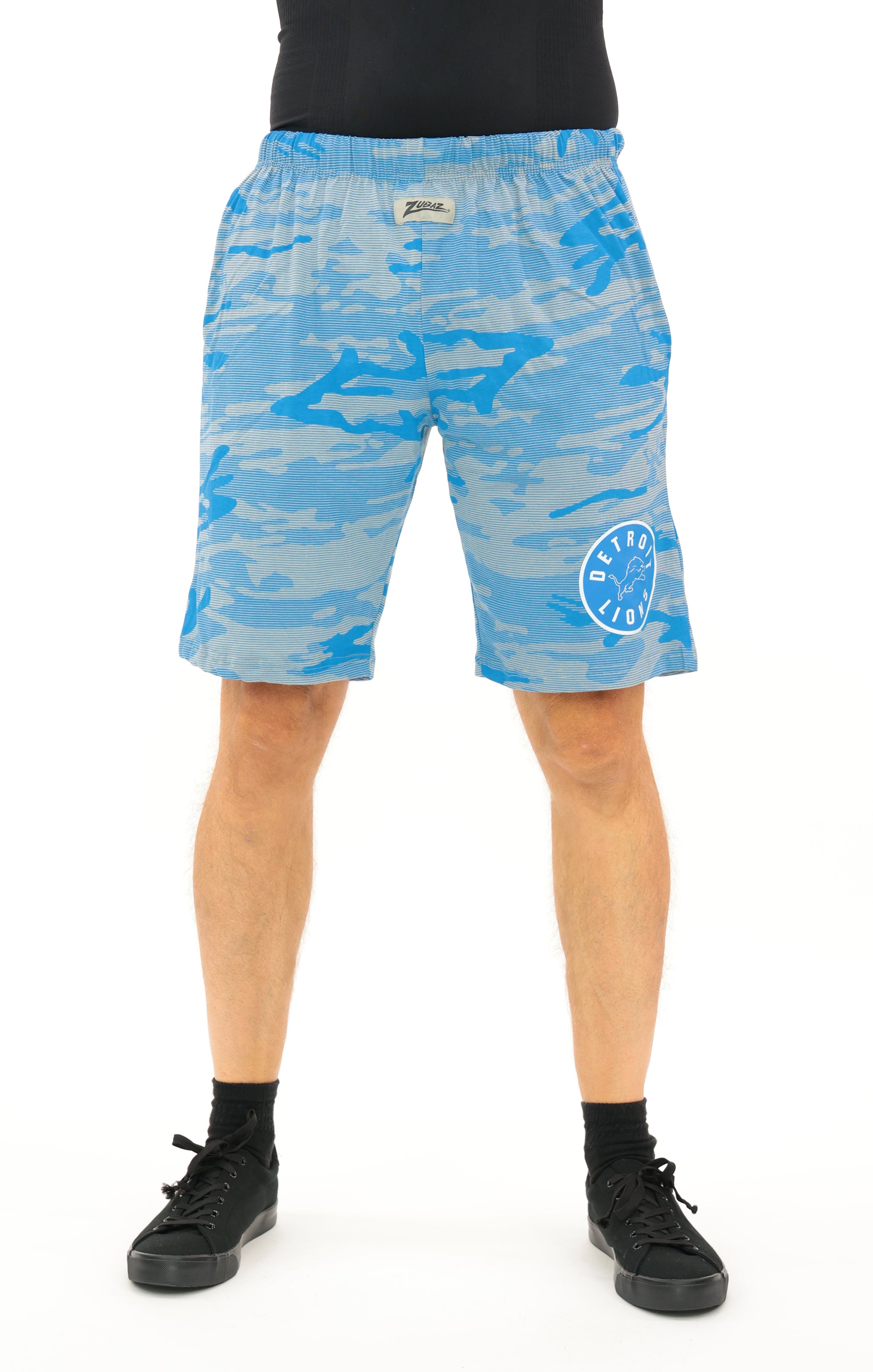 Zubaz NFL Adult Unisex Z88 Camo Lines Shorts, Detroit Lions