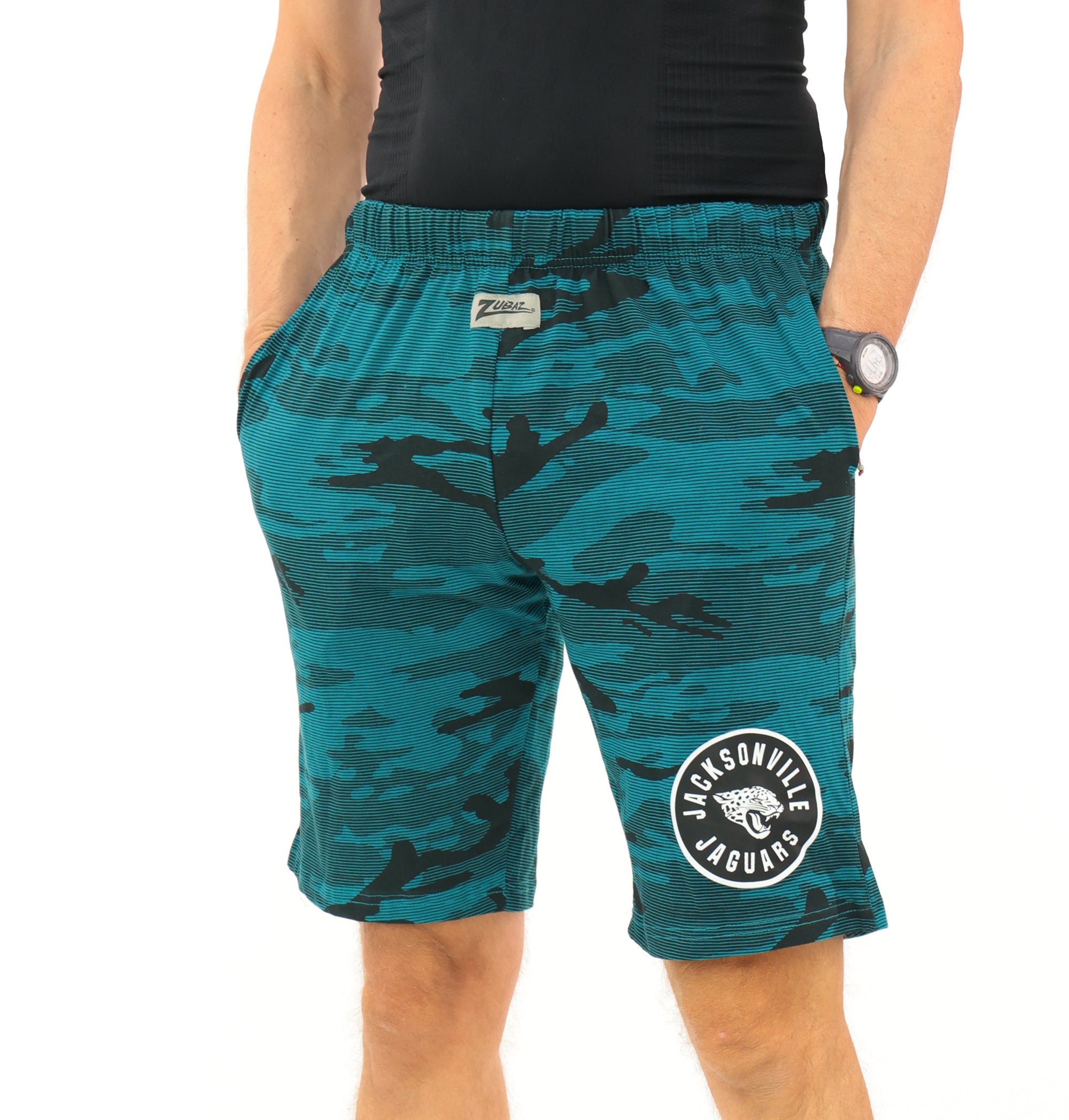 Zubaz NFL Adult Unisex Z88 Camo Lines Shorts, Jacksonville Jaguars
