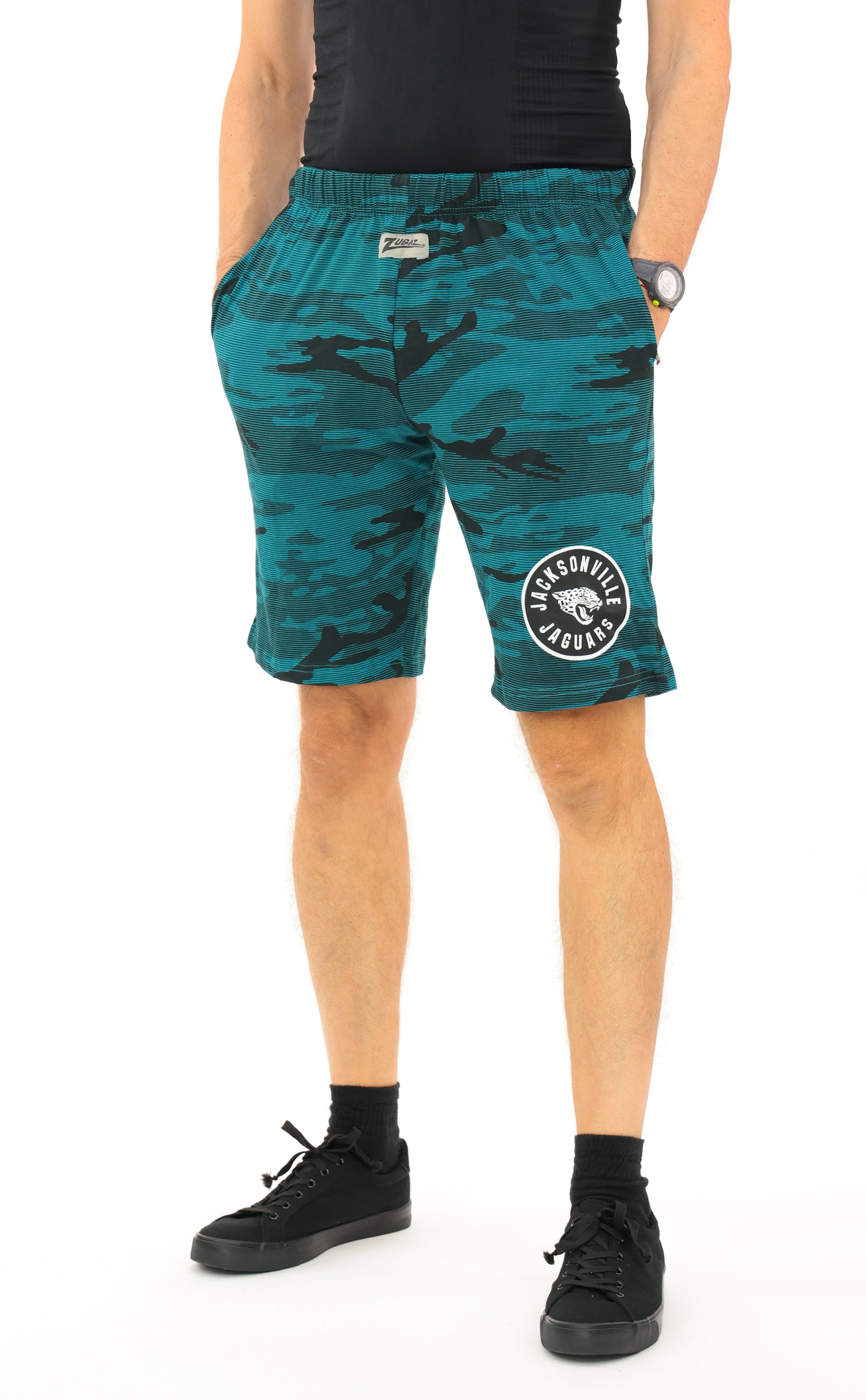 Zubaz NFL Adult Unisex Z88 Camo Lines Shorts, Jacksonville Jaguars
