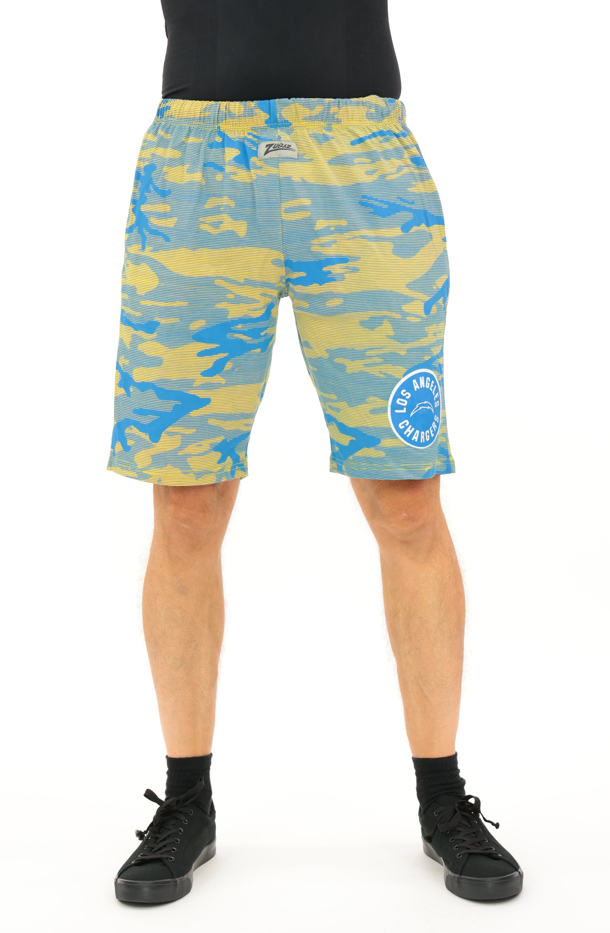 Zubaz NFL Adult Unisex Z88 Camo Lines Shorts, Los Angeles Chargers