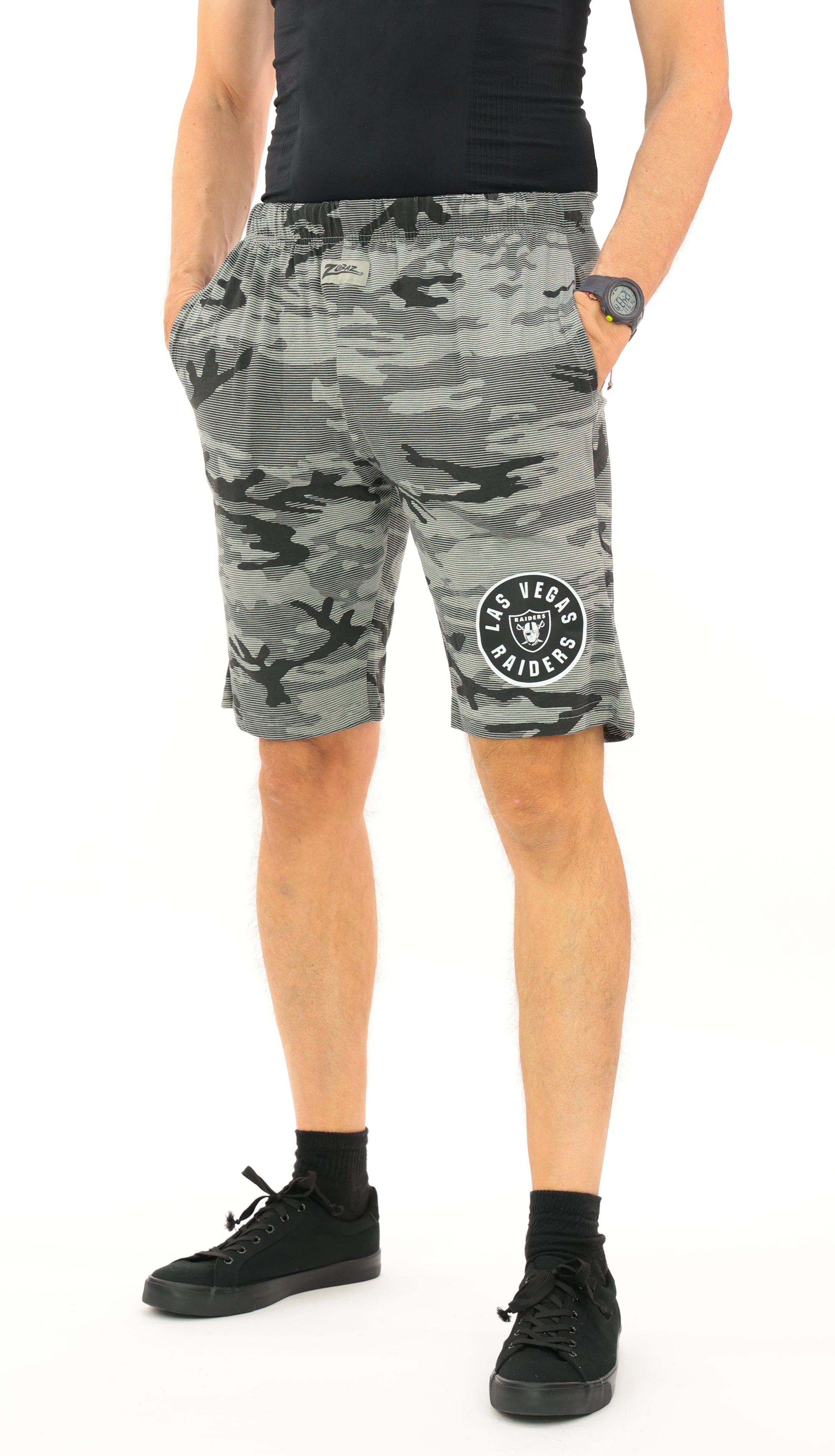 Zubaz NFL Adult Unisex Z88 Camo Lines Shorts, Las Vegas Raiders