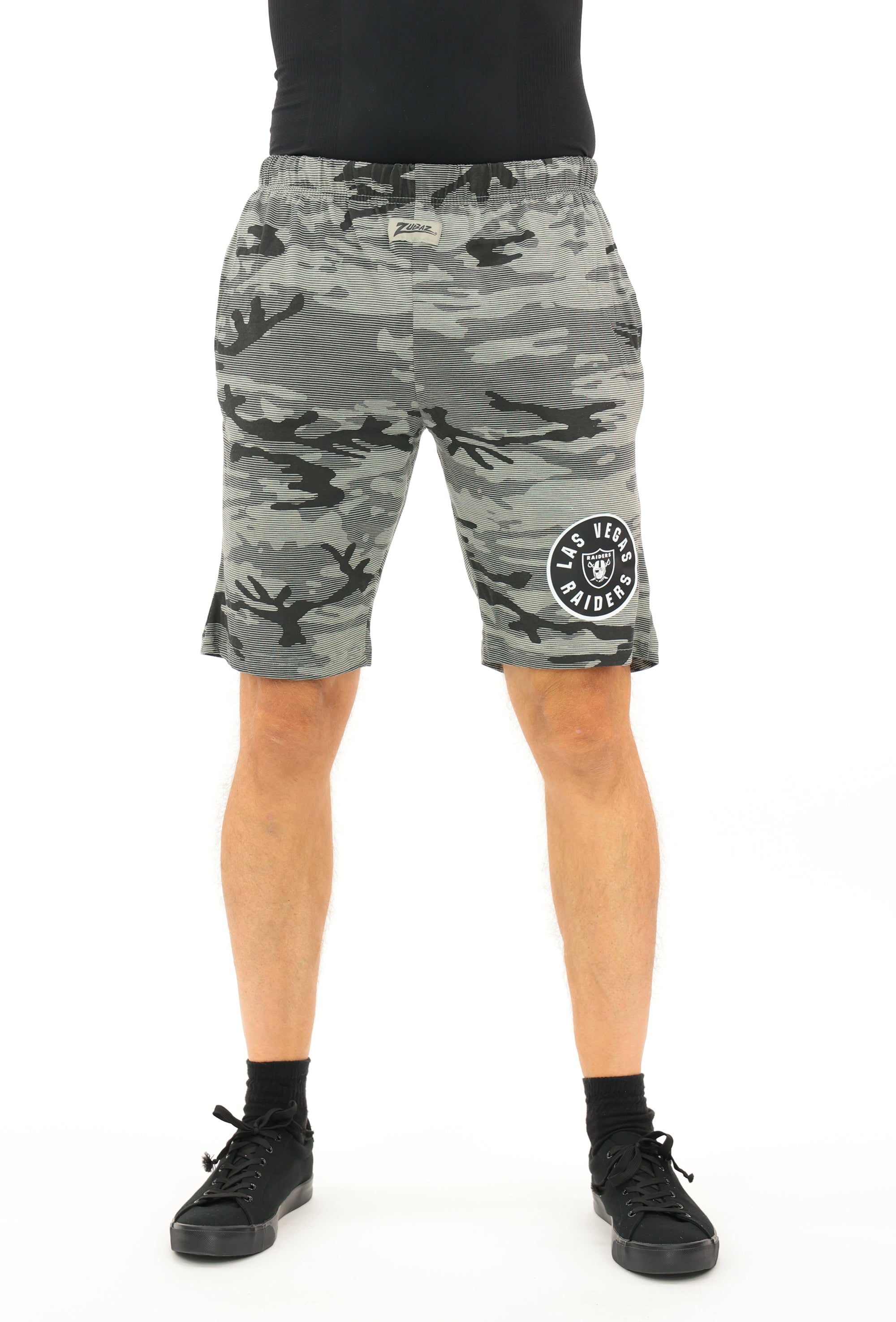 Zubaz NFL Adult Unisex Z88 Camo Lines Shorts, Las Vegas Raiders
