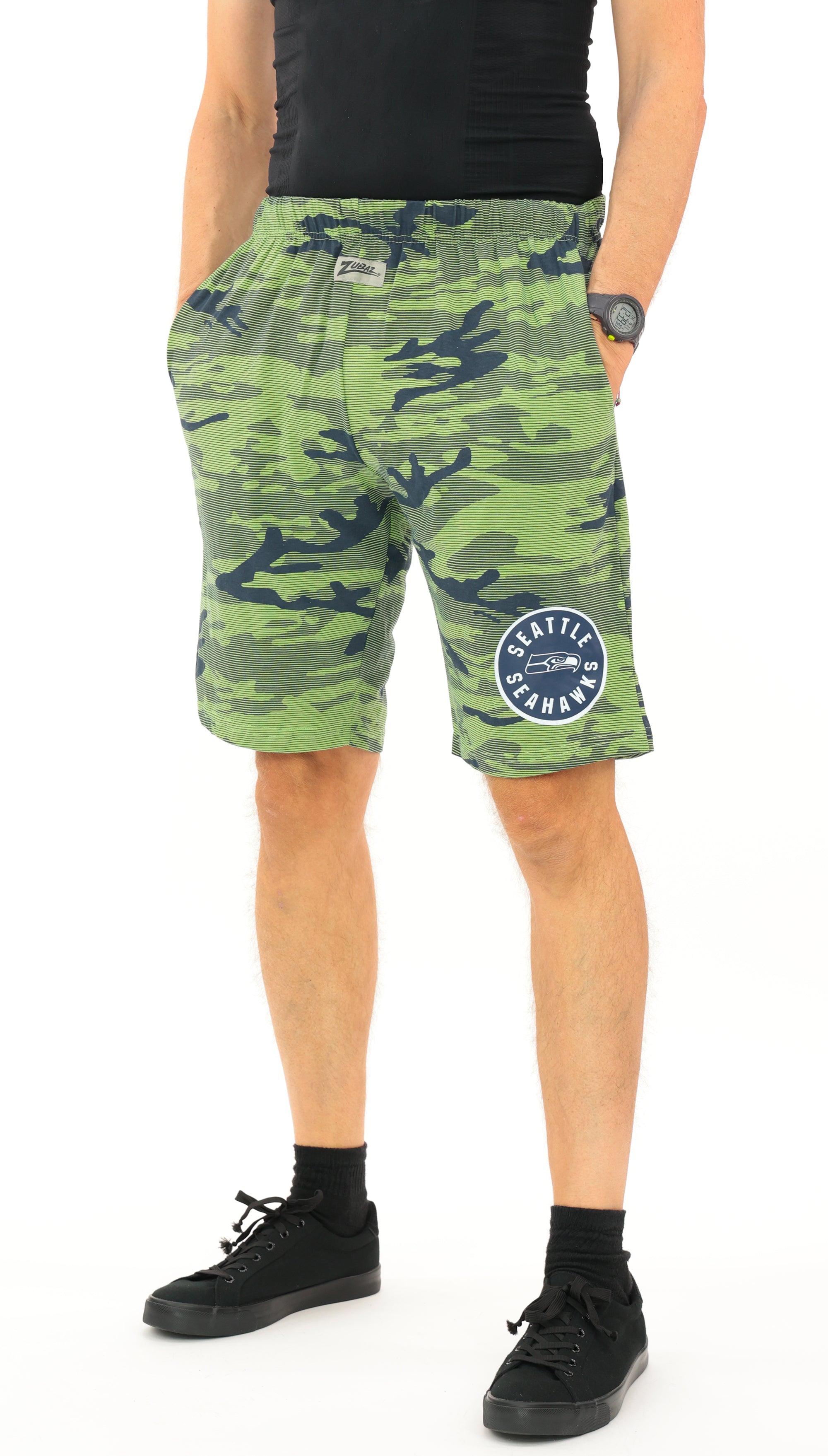 Zubaz NFL Adult Unisex Z88 Camo Lines Shorts, Seattle Seahawks
