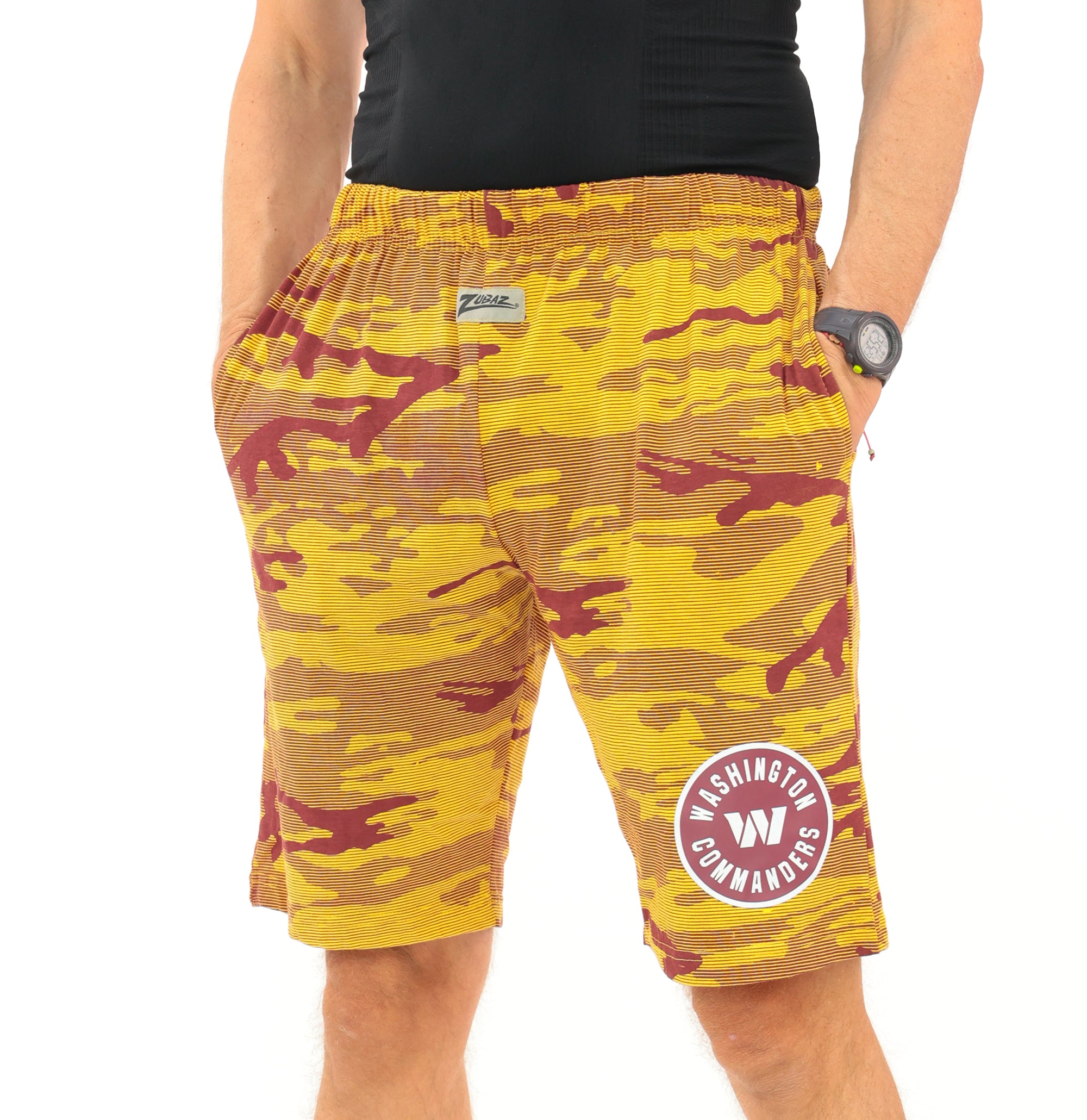 Zubaz NFL Adult Unisex Z88 Camo Lines Shorts, Washington Commanders