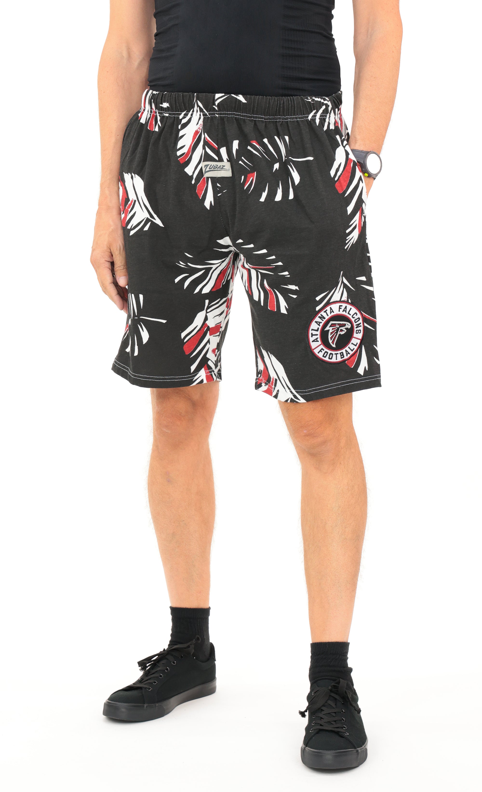 Zubaz NFL Adult Unisex Z88 Embroidered Leaf 3 Team Color Shorts, Atlanta Falcons