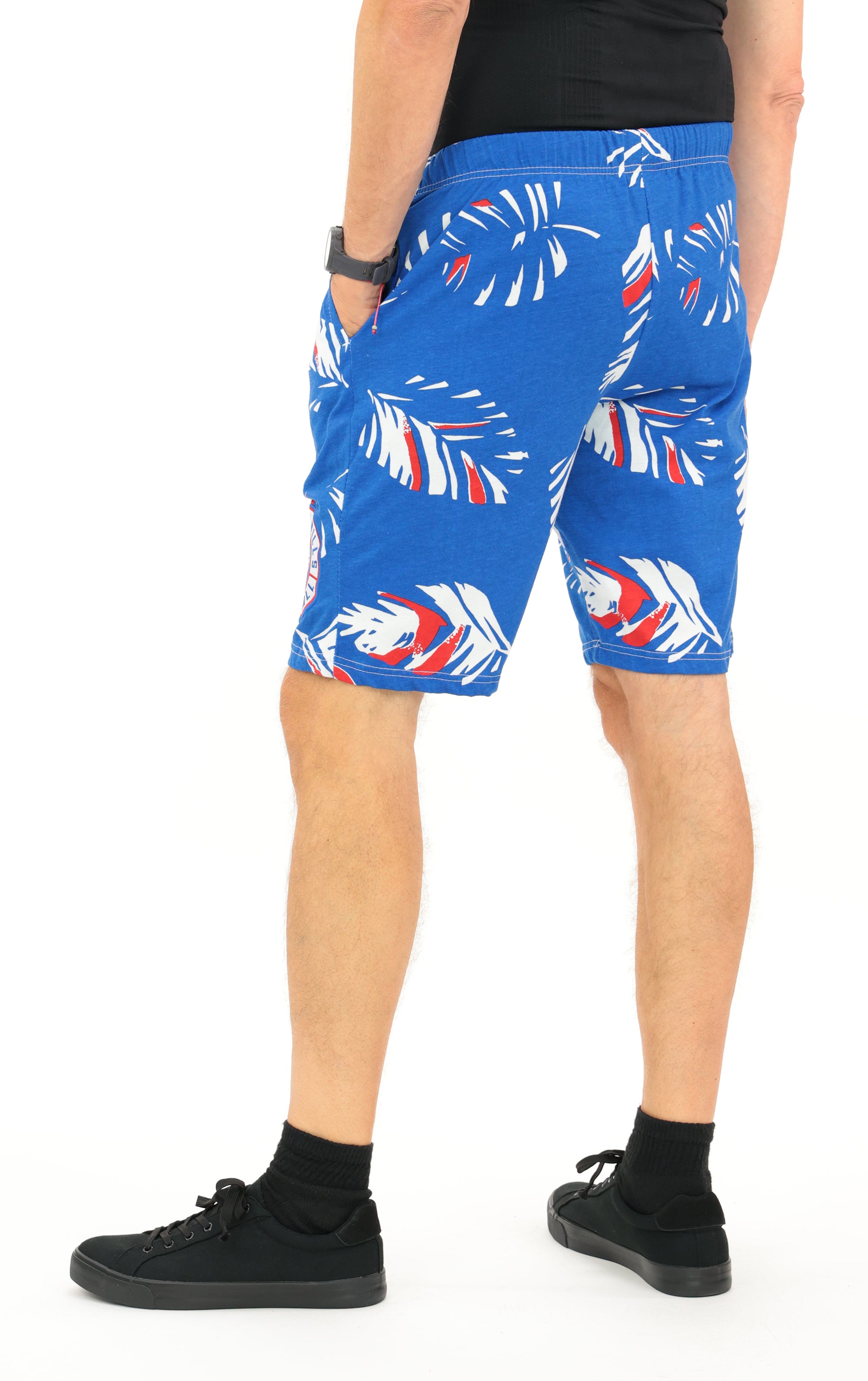 Zubaz NFL Adult Unisex for Men and Women Z88 Embroidered Leaf 3 Team Color Shorts, Buffalo Bills
