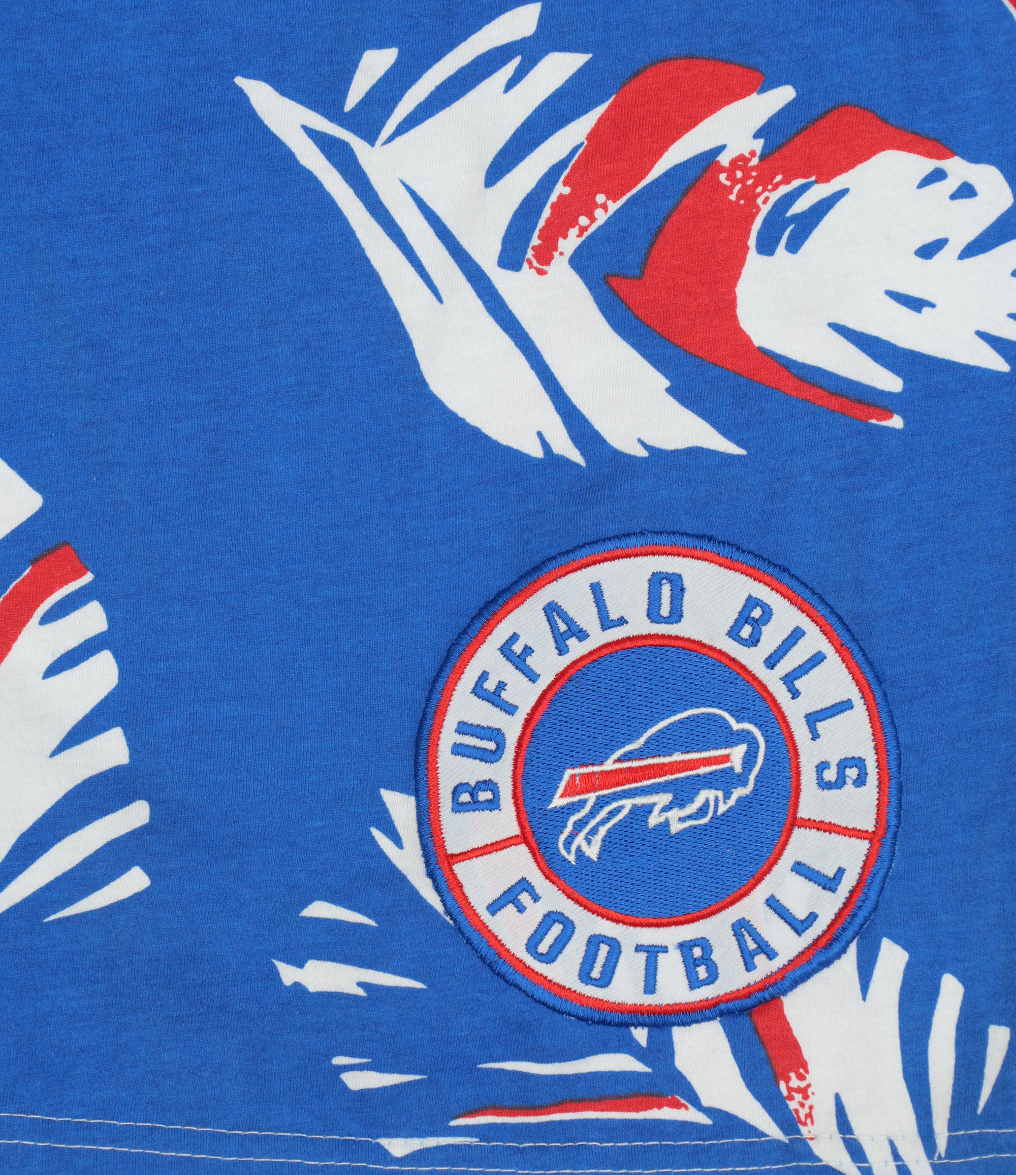 Zubaz NFL Adult Unisex for Men and Women Z88 Embroidered Leaf 3 Team Color Shorts, Buffalo Bills