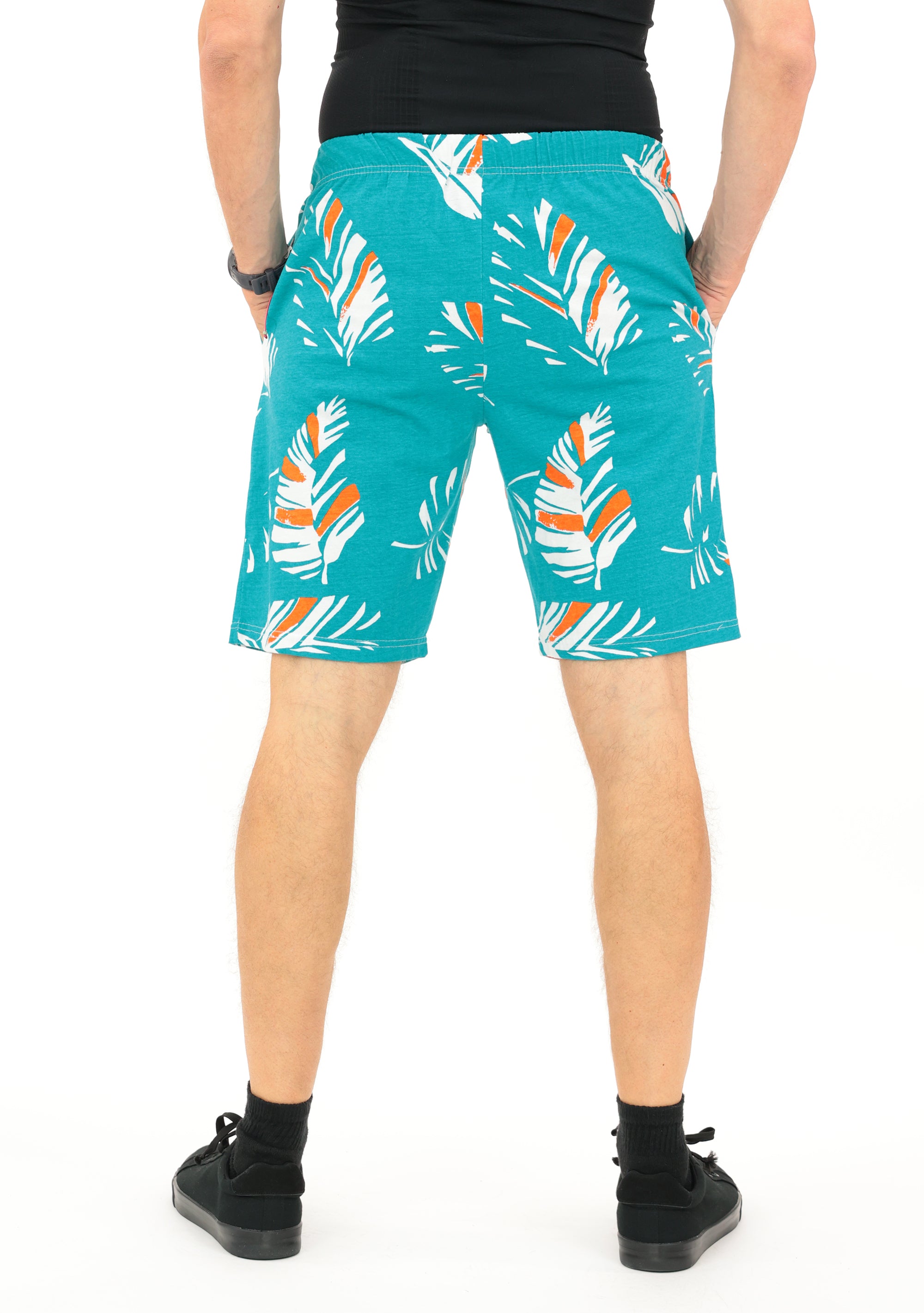 Zubaz NFL Adult Unisex Z88 Embroidered Leaf 3 Team Color Shorts, Miami Dolphins