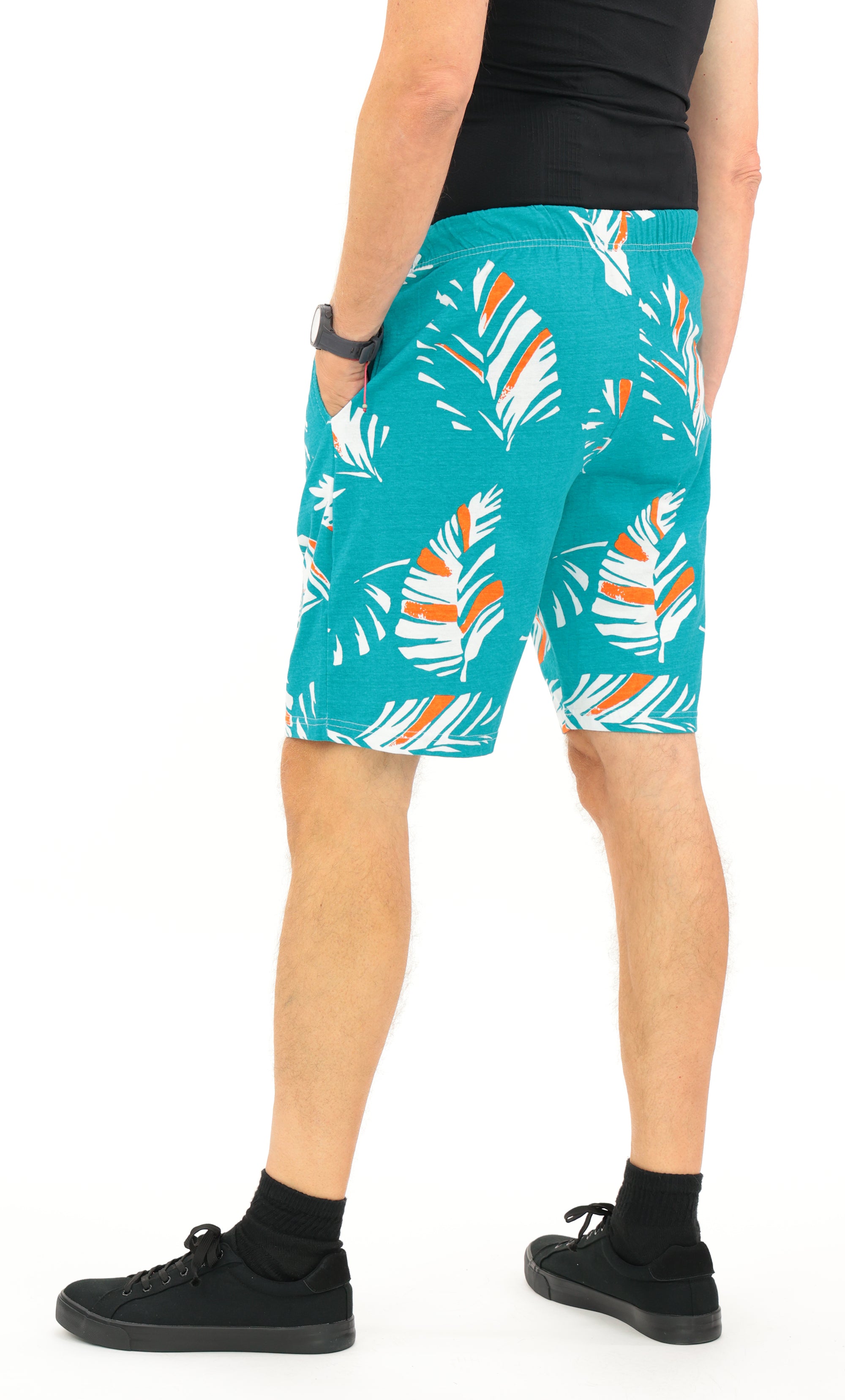 Zubaz NFL Adult Unisex Z88 Embroidered Leaf 3 Team Color Shorts, Miami Dolphins