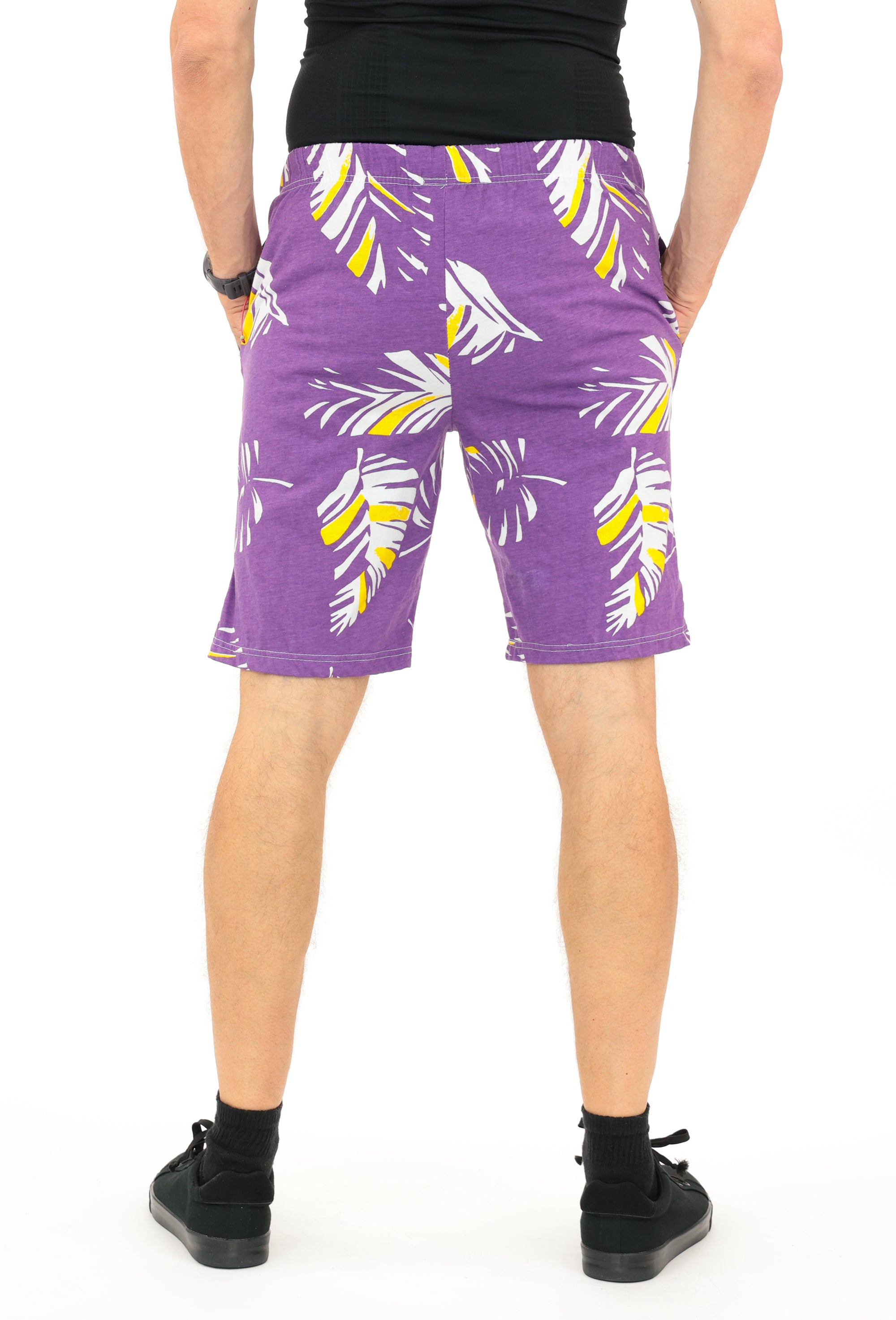 Zubaz NFL Adult Unisex Z88 Embroidered Leaf 3 Team Color Shorts, Minnesota Vikings