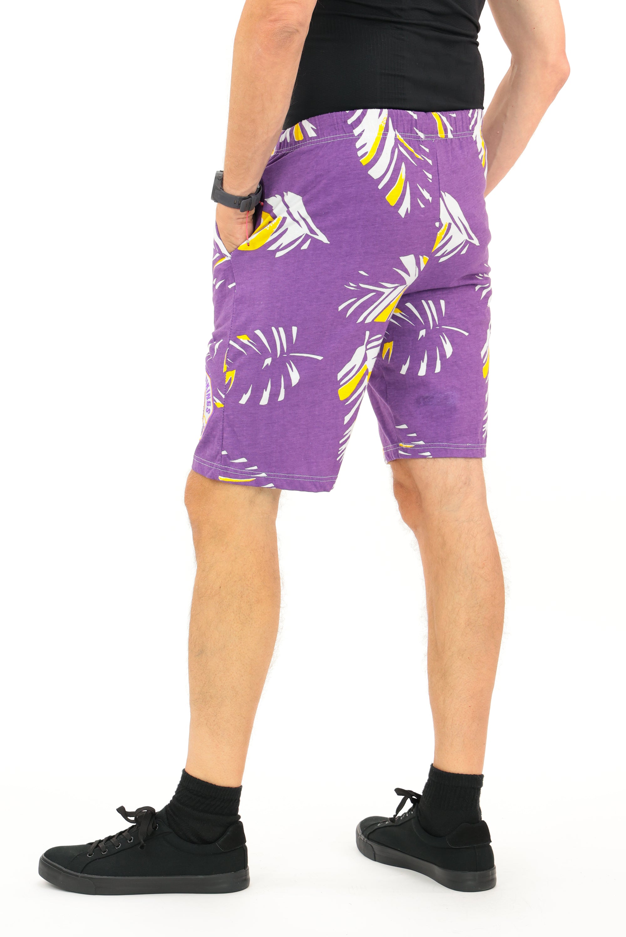 Zubaz NFL Adult Unisex Z88 Embroidered Leaf 3 Team Color Shorts, Minnesota Vikings