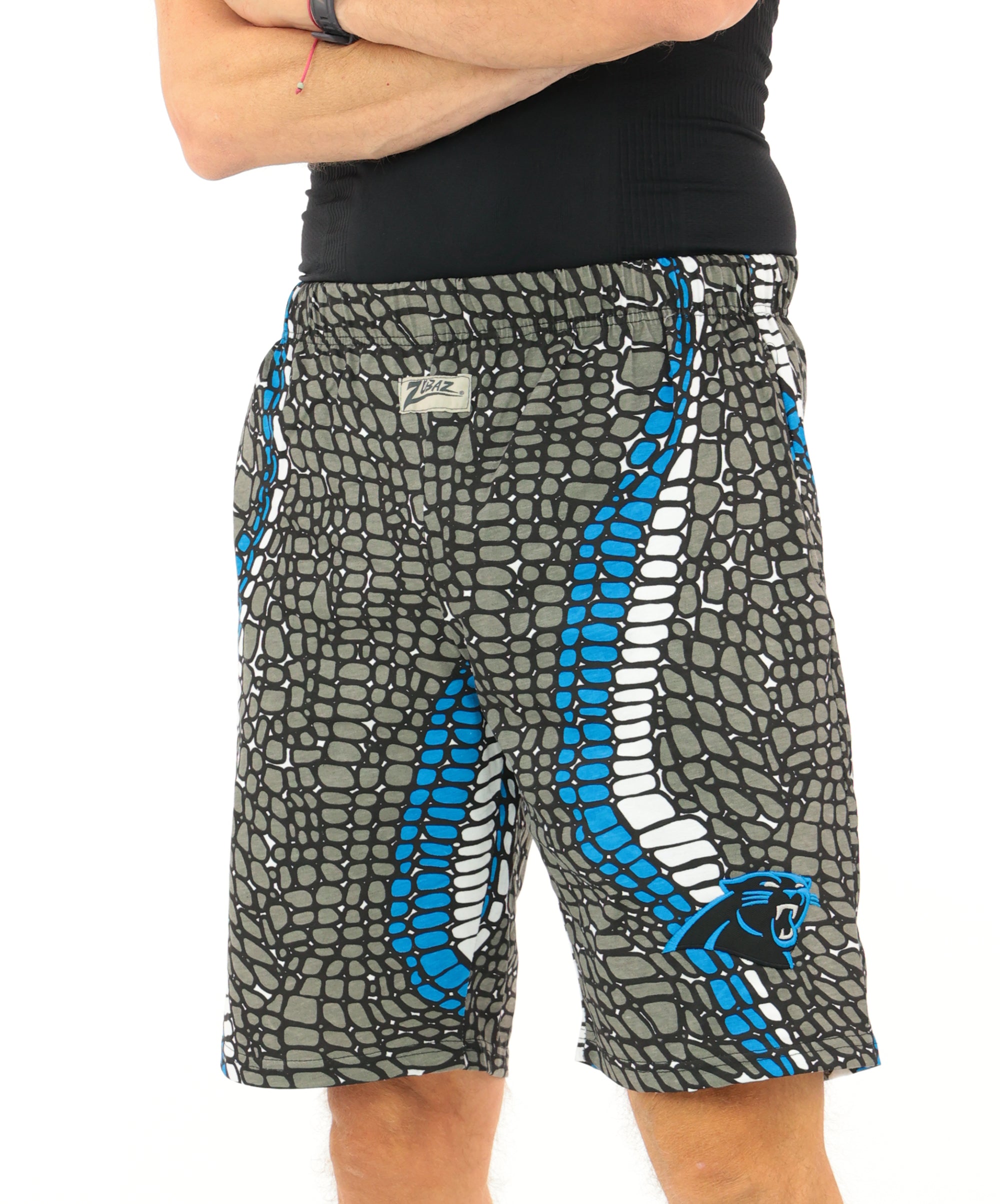 Zubaz NFL Adult Unisex Z88 Embroidered Gator 3 Color Shorts, Carolina Pantshers