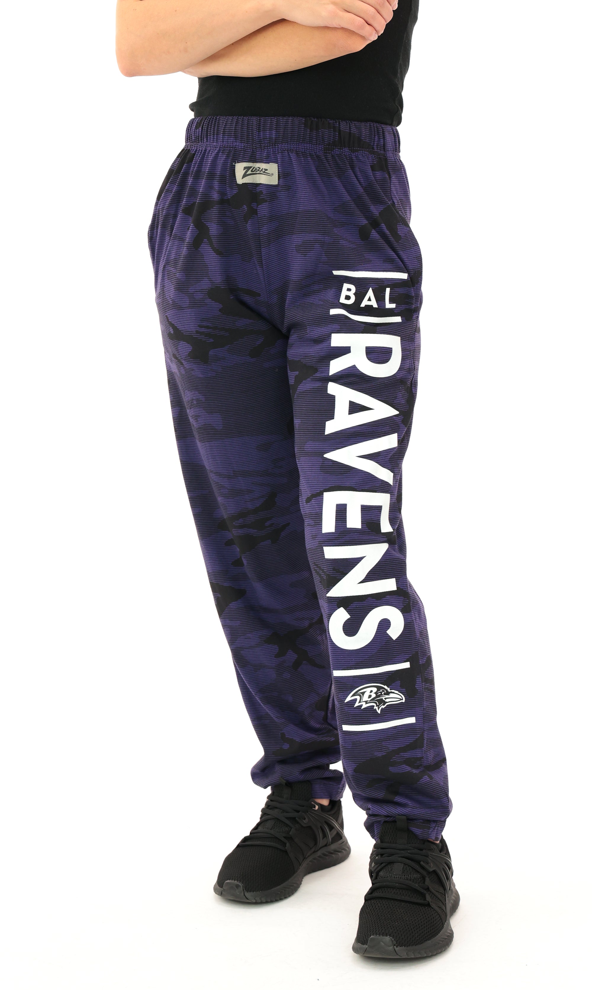 Zubaz NFL Adult Unisex Z88 Camo Lines Pants, Baltimore Ravens