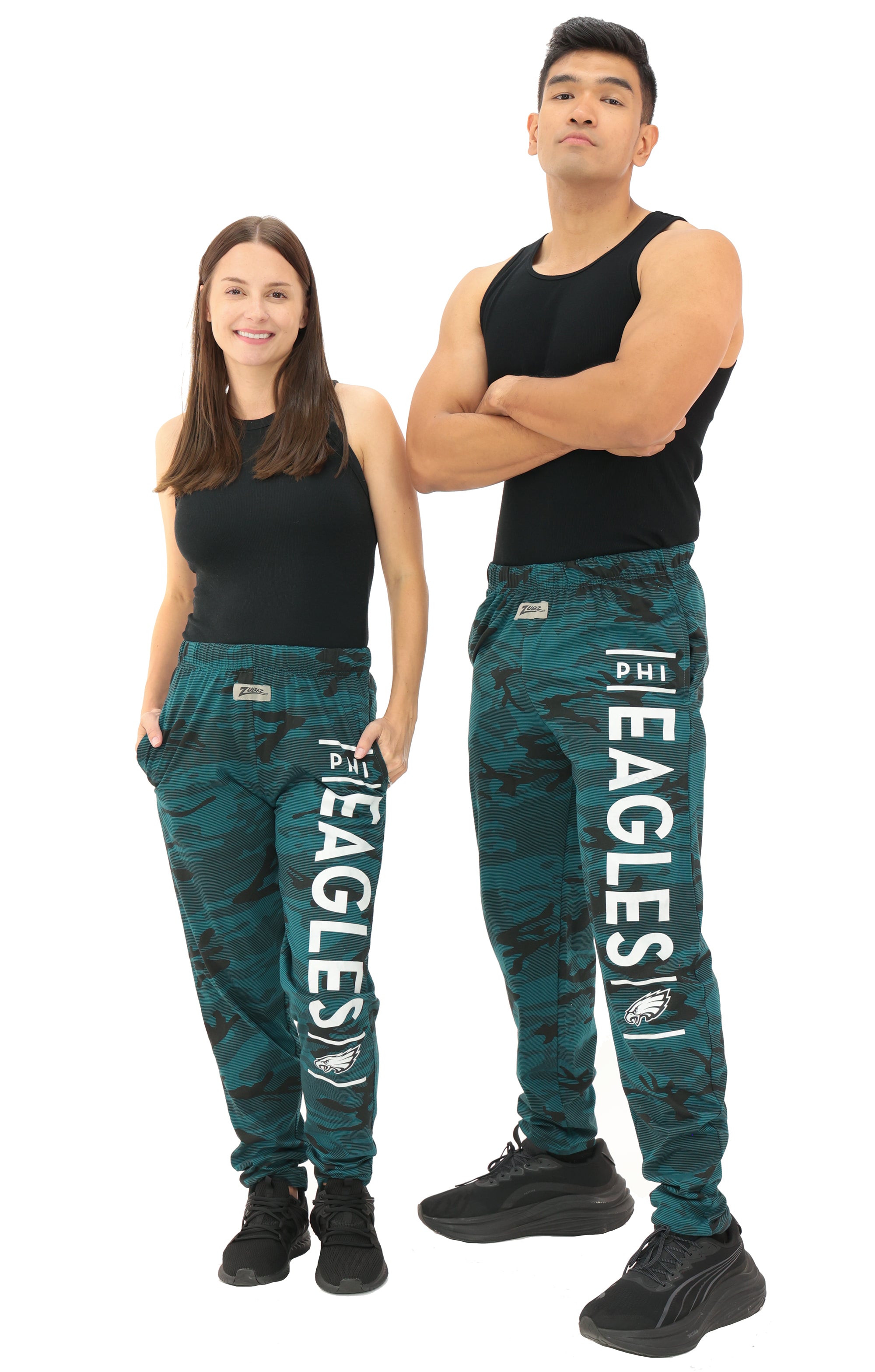 Zubaz NFL Adult Unisex Z88 Camo Lines Pants, Philadelphia Eagles
