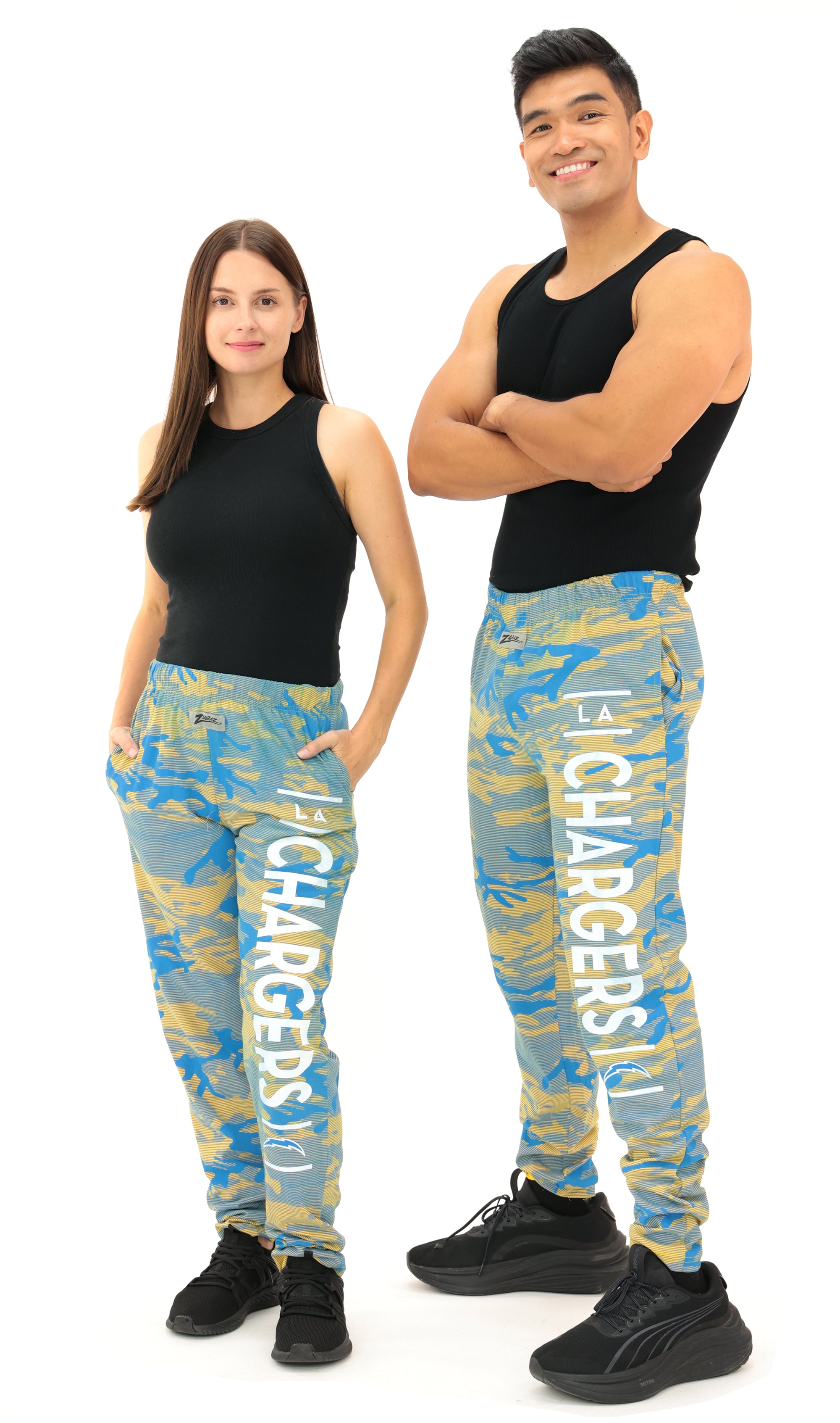 Zubaz NFL Adult Unisex Z88 Camo Lines Pants, Los Angeles Chargers