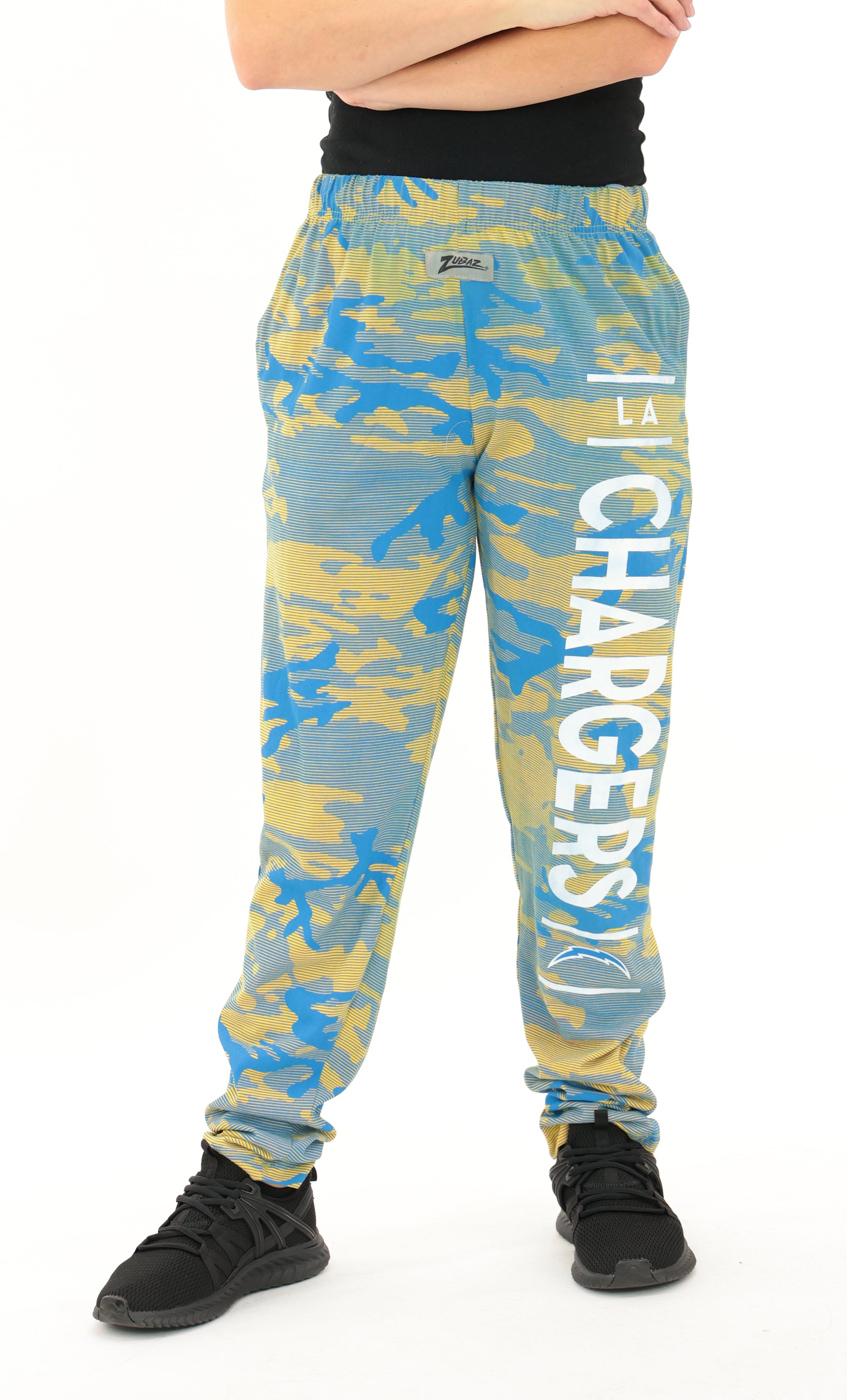 Zubaz NFL Adult Unisex Z88 Camo Lines Pants, Los Angeles Chargers