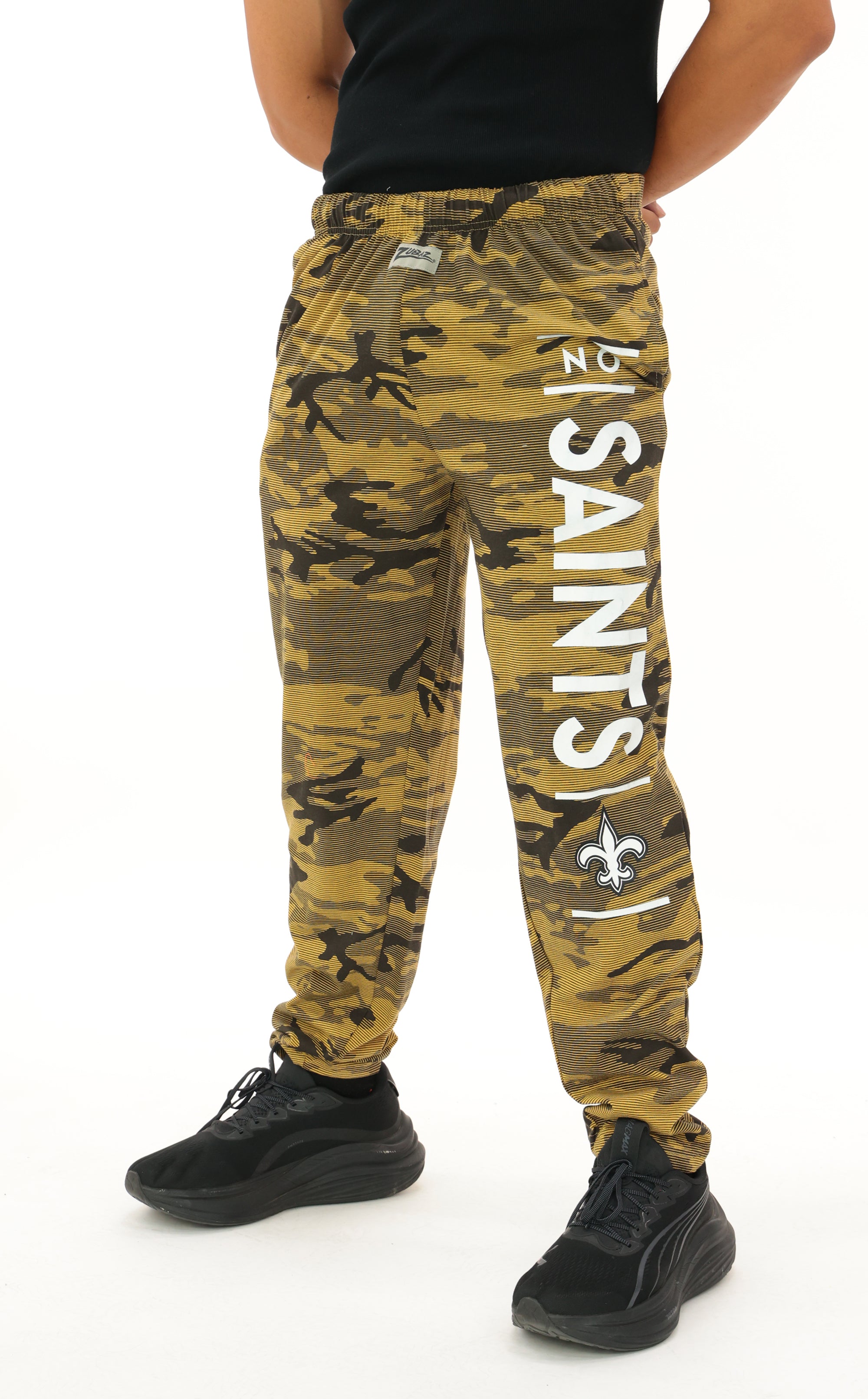 Zubaz NFL Adult Unisex Z88 Camo Lines Pants, New Orleans Saints