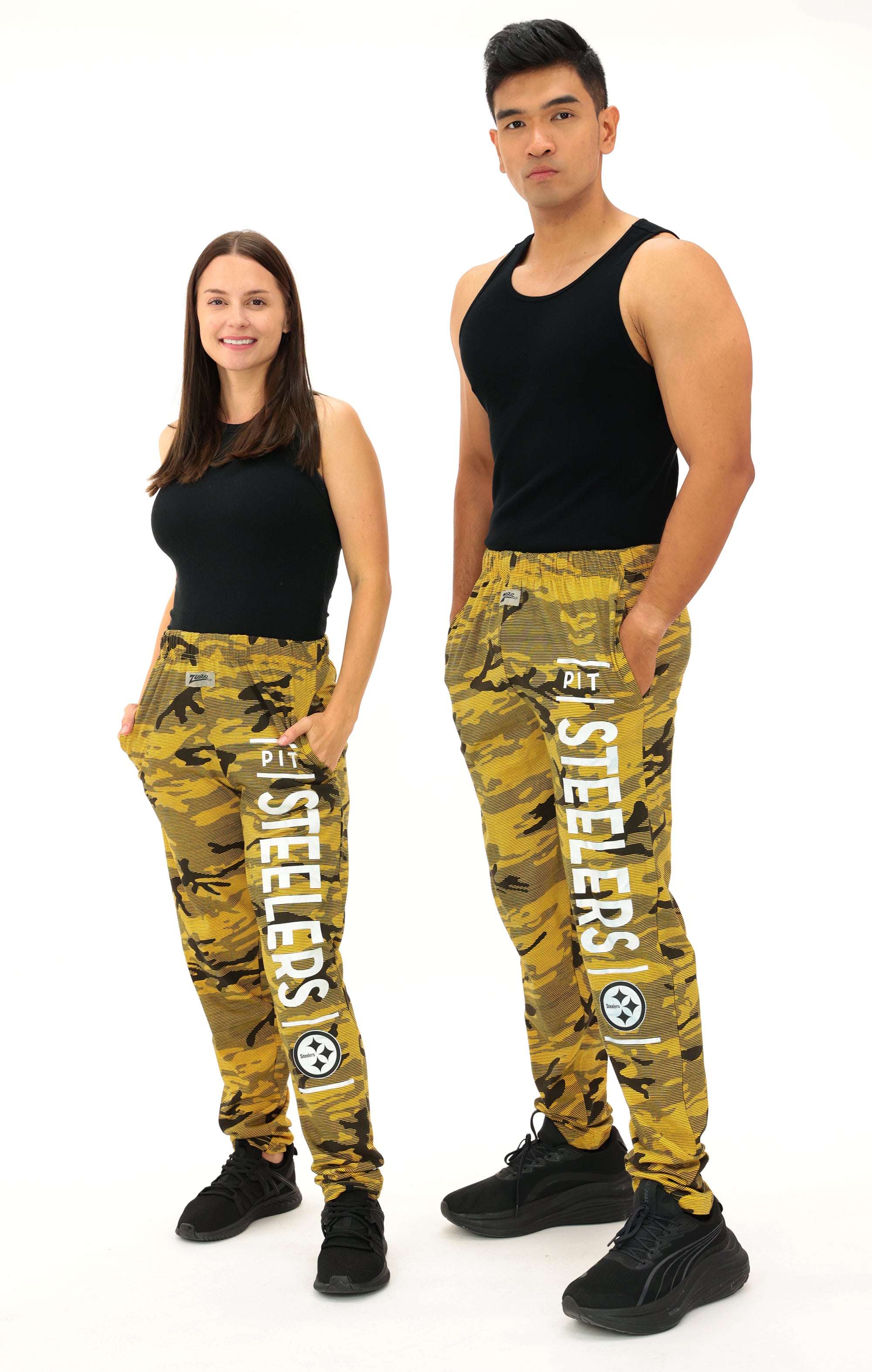Zubaz NFL Adult Unisex Z88 Camo Lines Pants, Pittsburgh Steelers