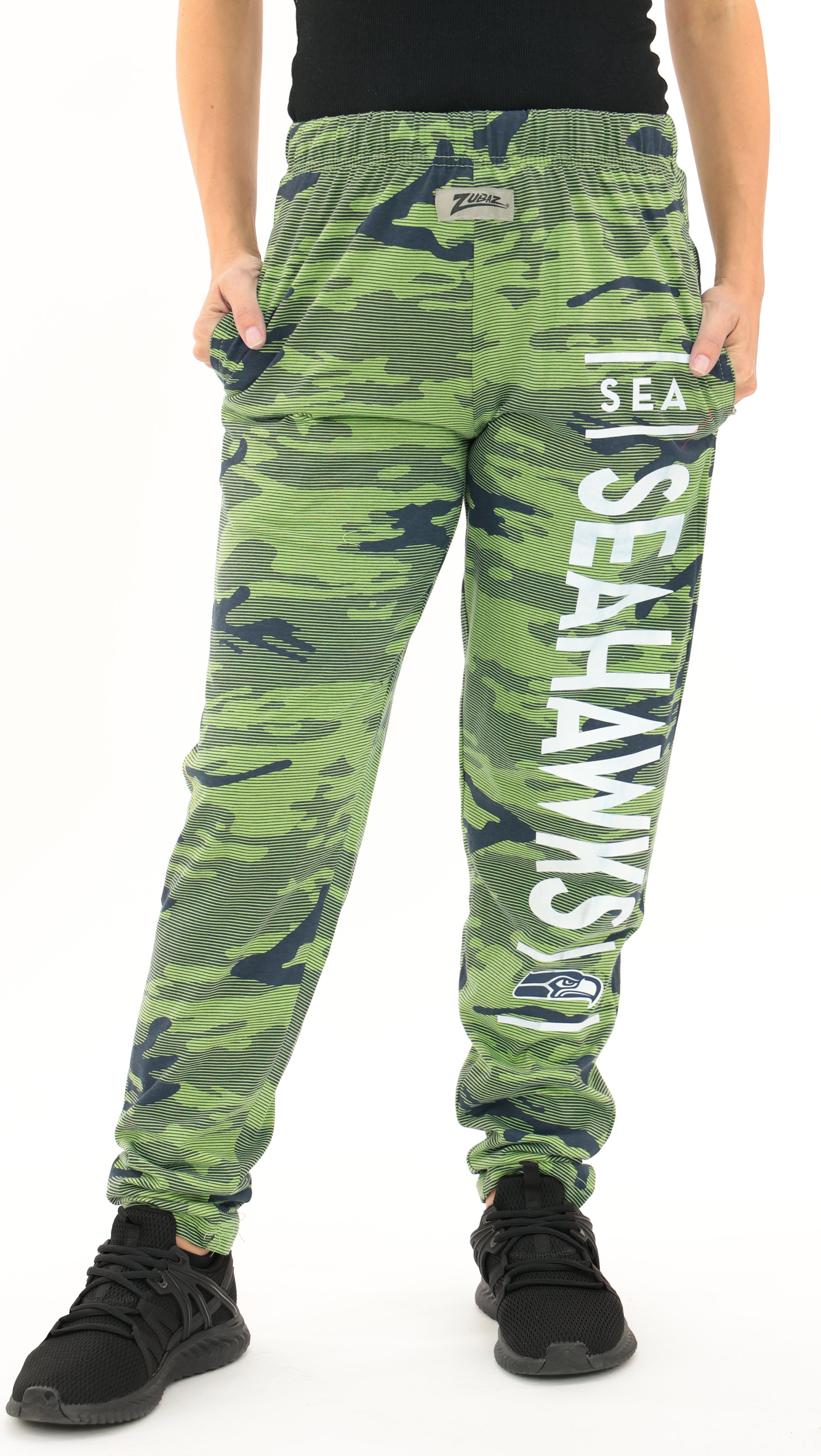Zubaz NFL Adult Unisex Z88 Camo Lines Pants, Seattle Seahawks