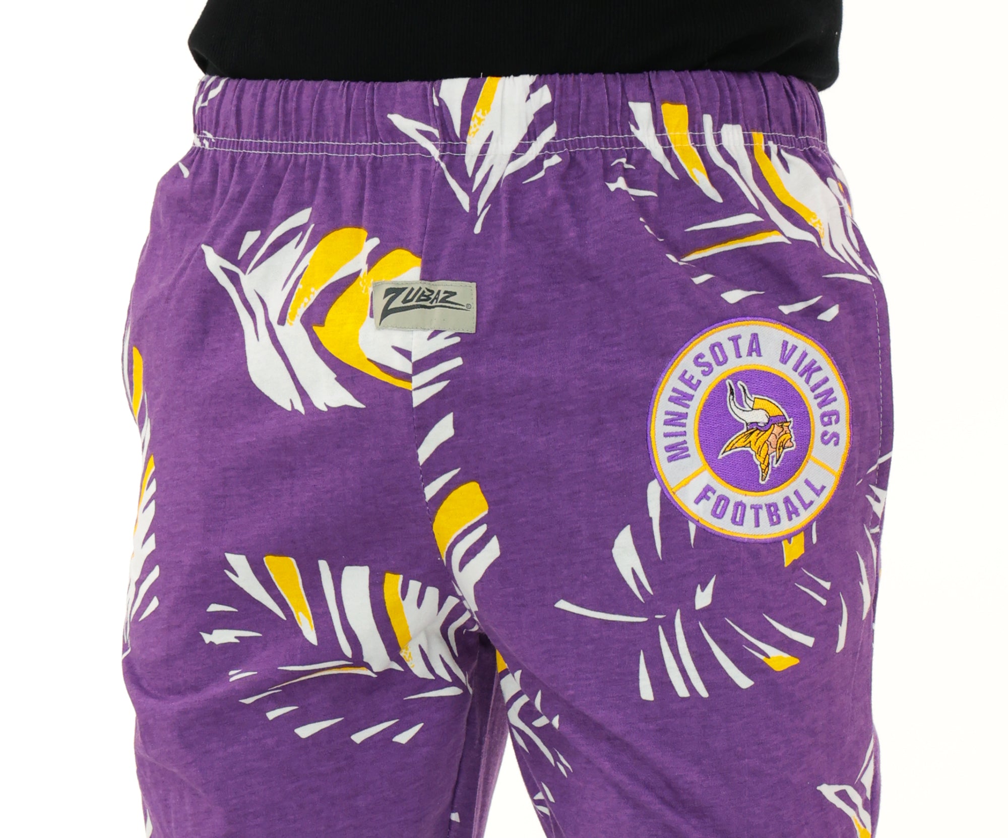 Zubaz NFL Adult Unisex Z88 Embroidered Leaf 3 Color Pants, Minnesota Vikings