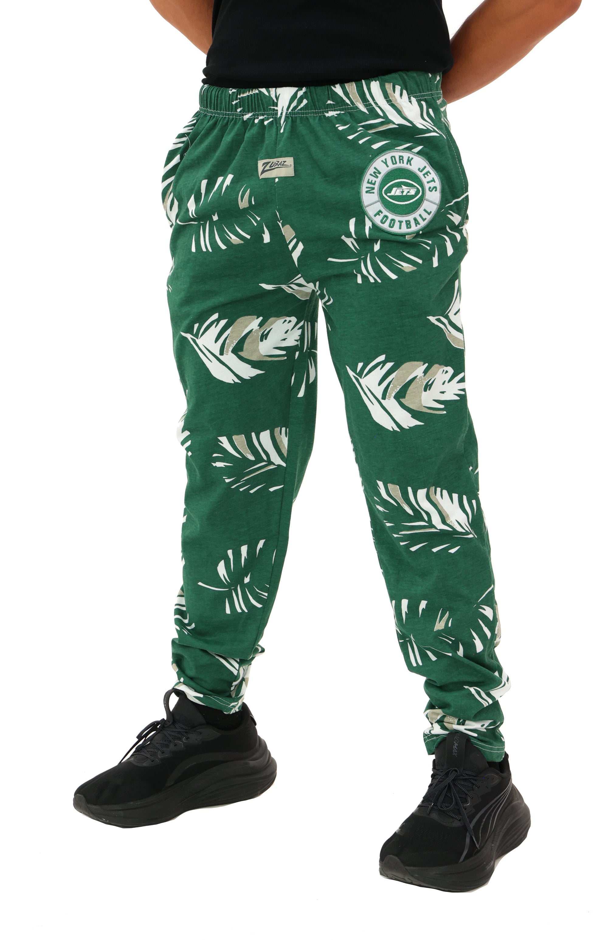 Zubaz NFL Adult Unisex Z88 Embroidered Leaf 3 Color Pants, New York Jets