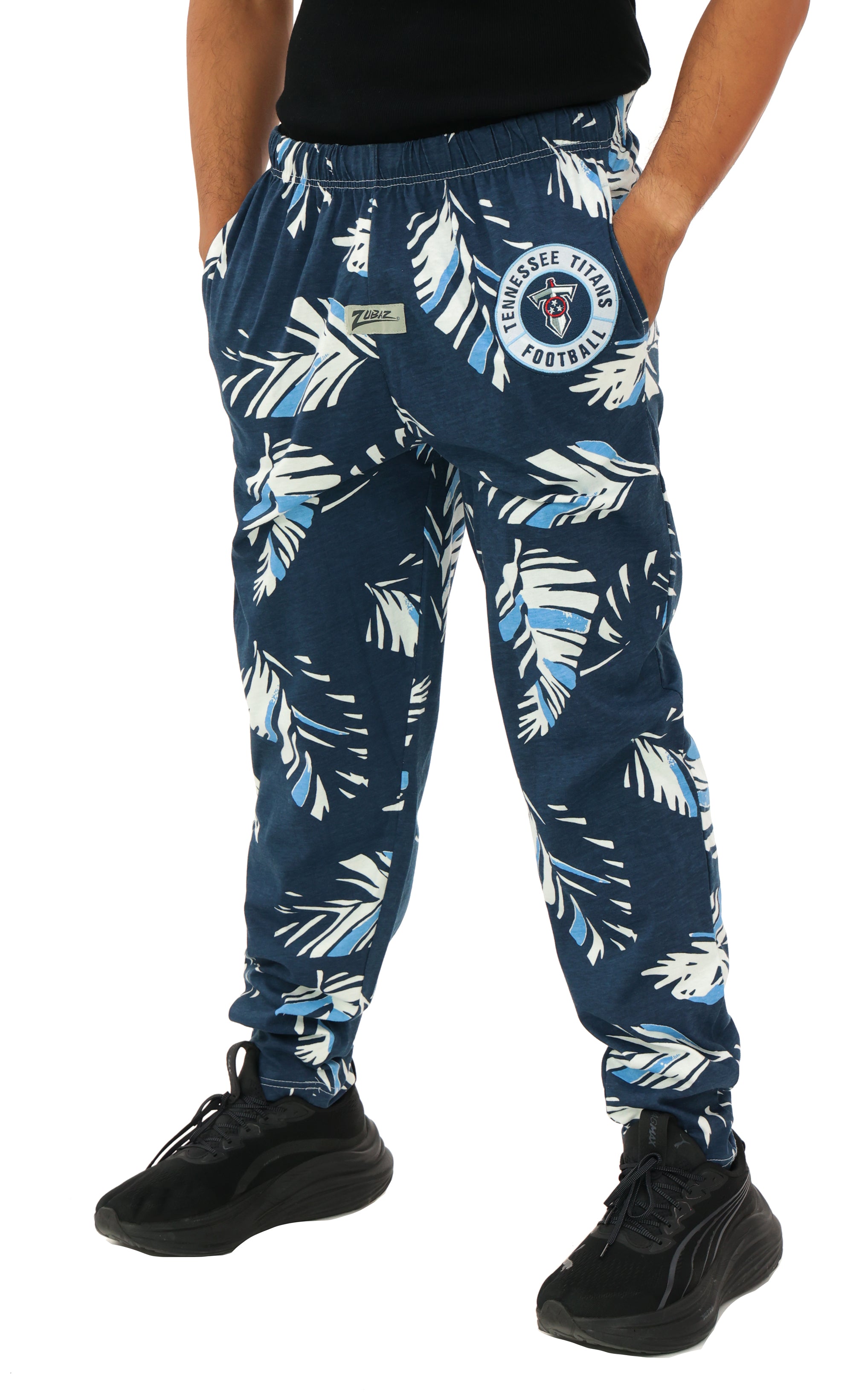 Zubaz NFL Adult Unisex Z88 Embroidered Leaf 3 Color Pants, Tennessee T