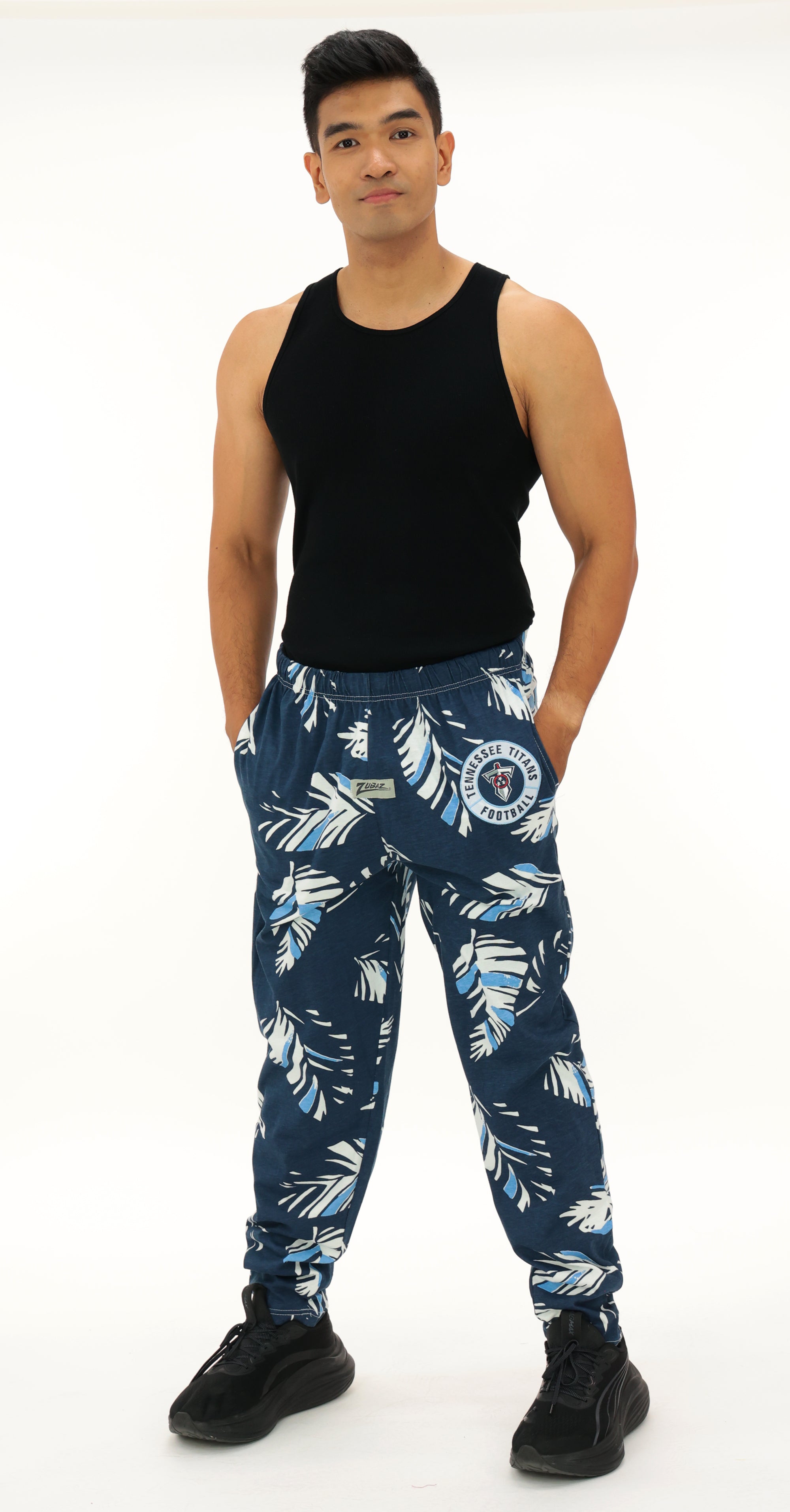 Zubaz NFL Adult Unisex Z88 Embroidered Leaf 3 Color Pants, Tennessee T