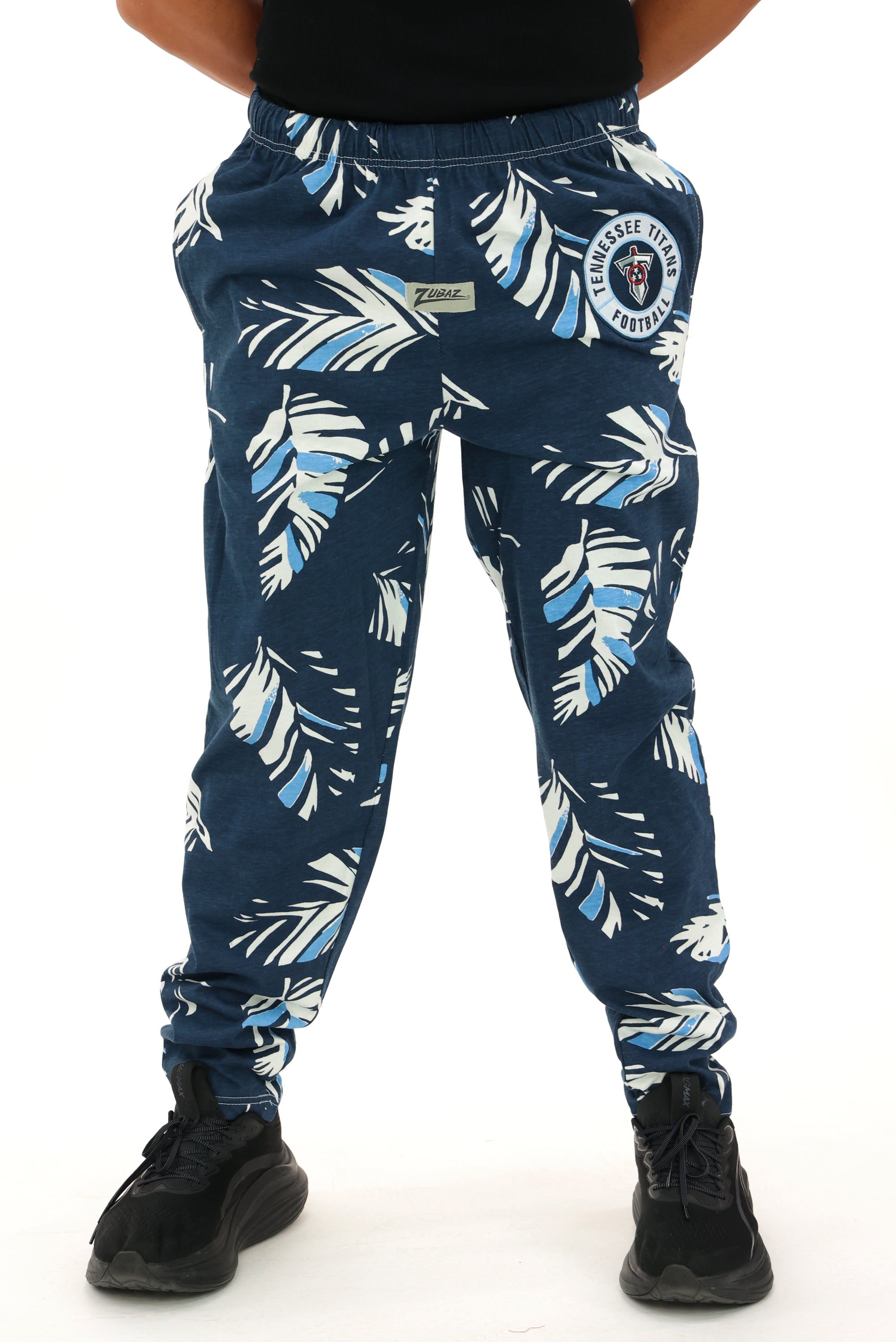 Zubaz NFL Adult Unisex Z88 Embroidered Leaf 3 Color Pants, Tennessee Titans