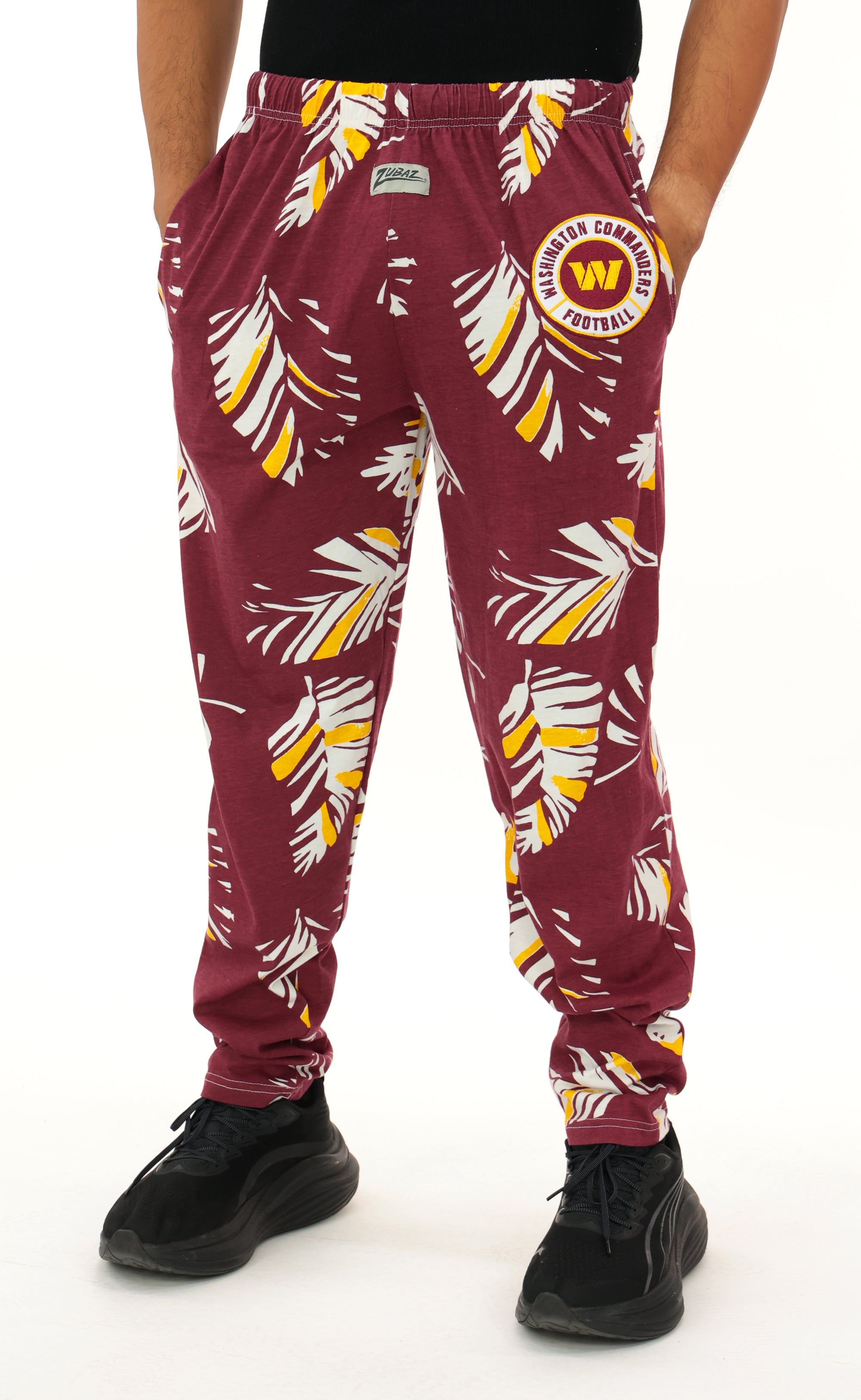 Zubaz NFL Adult Unisex Z88 Embroidered Leaf 3 Color Pants, Washington Commanders