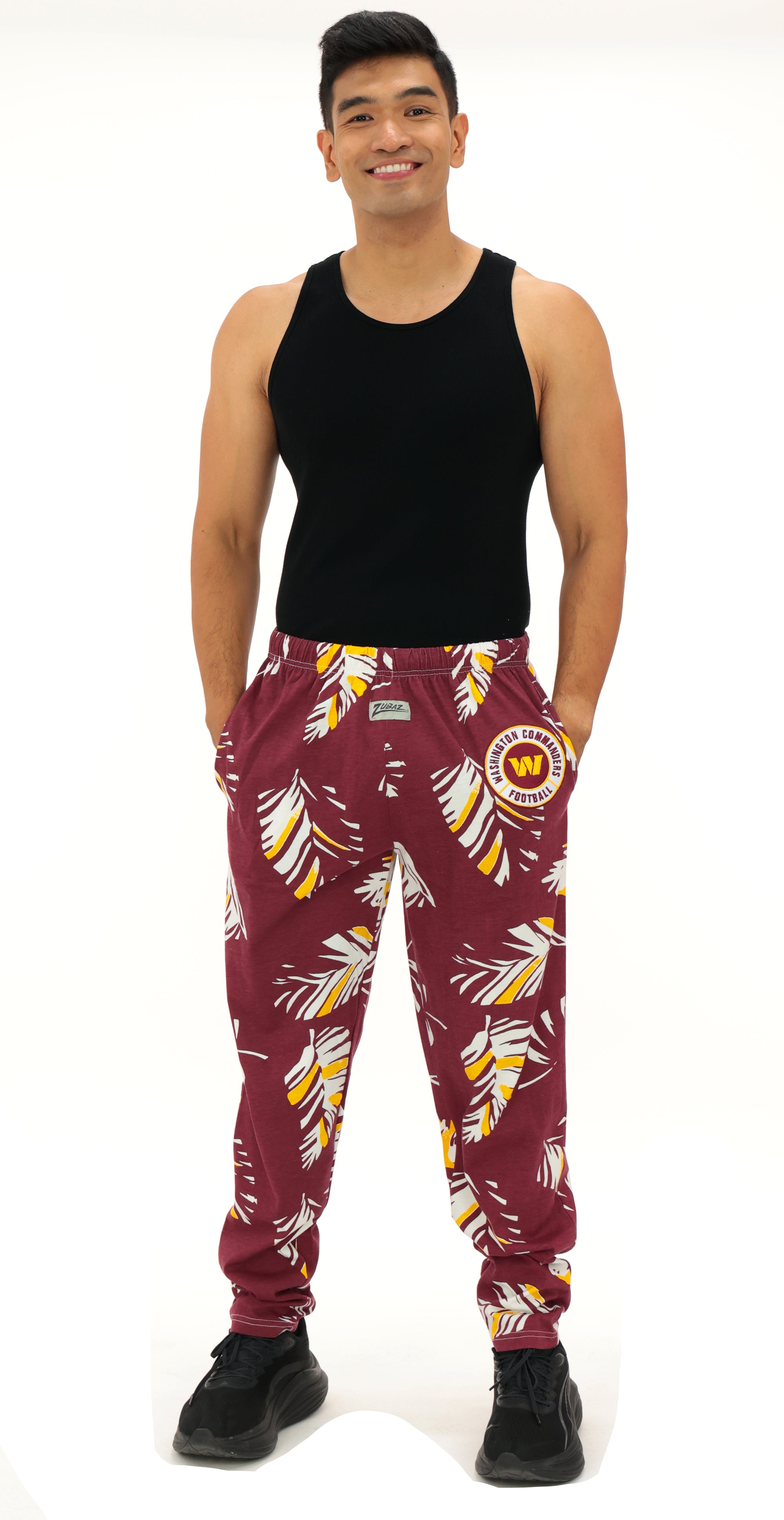 Zubaz NFL Adult Unisex Z88 Embroidered Leaf 3 Color Pants, Washington Commanders