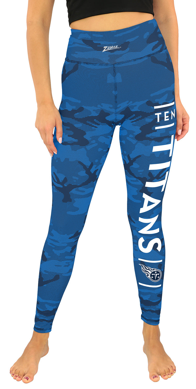 Zubaz NFL Women's Goal Line Camo Line Leggings, Tennessee Titans