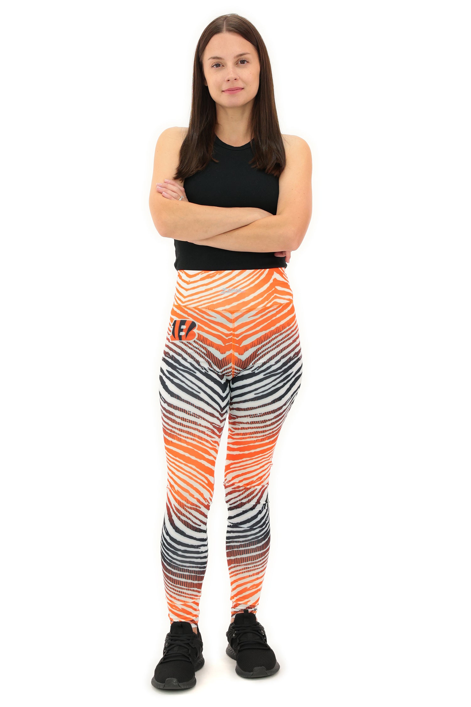 Zubaz NFL Women's Primary Logo Zebra Ombre Leggings, Cincinnati Bengals