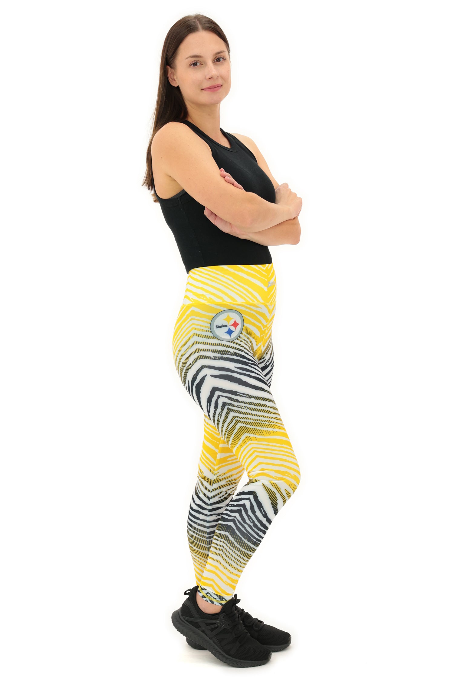 Zubaz NFL Women's Primary Logo Zebra Ombre Leggings, Pittsburgh Steelers