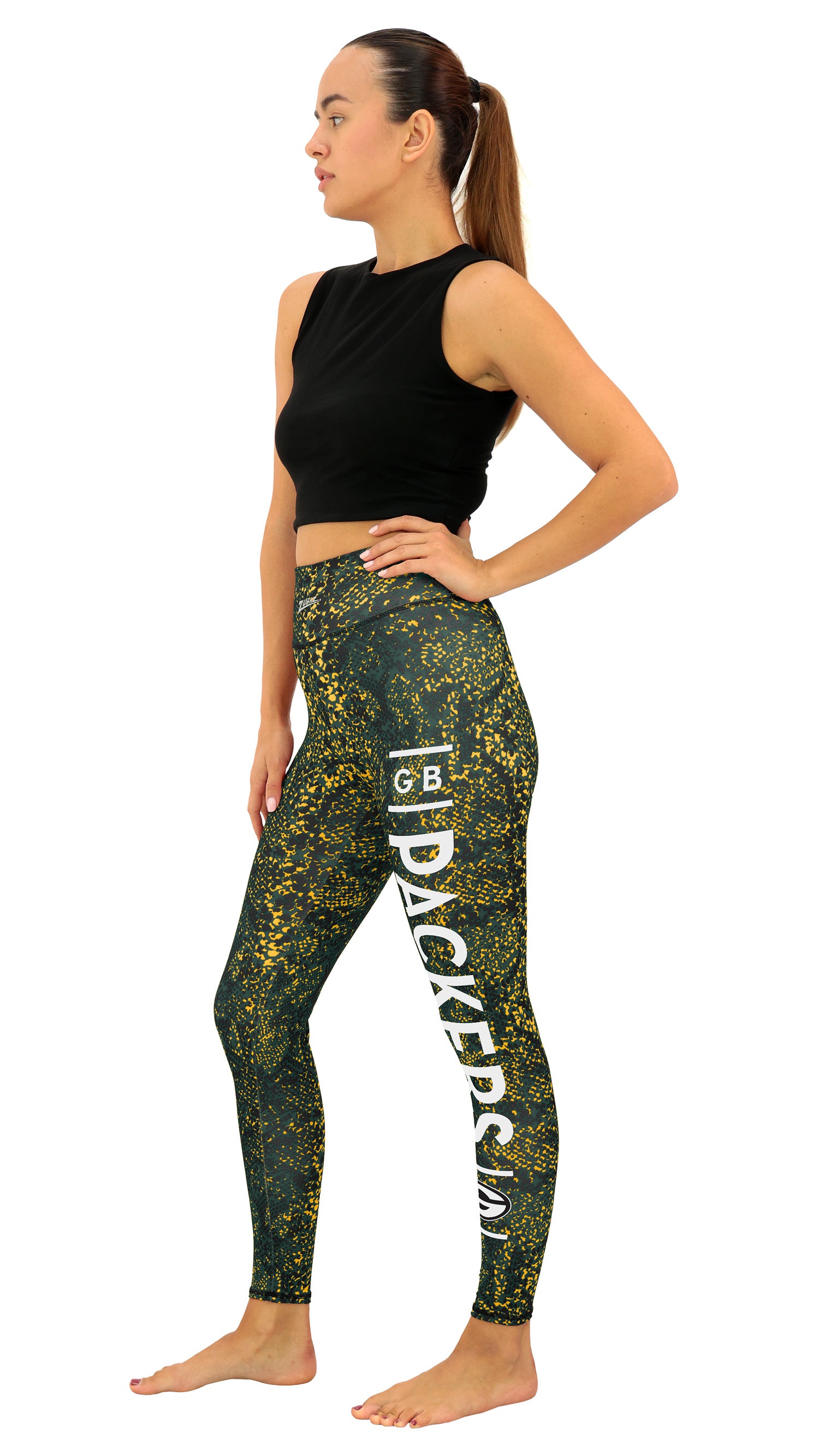 Zubaz NFL Women's Field Goal Primary Post Leggings, Green Bay Packers