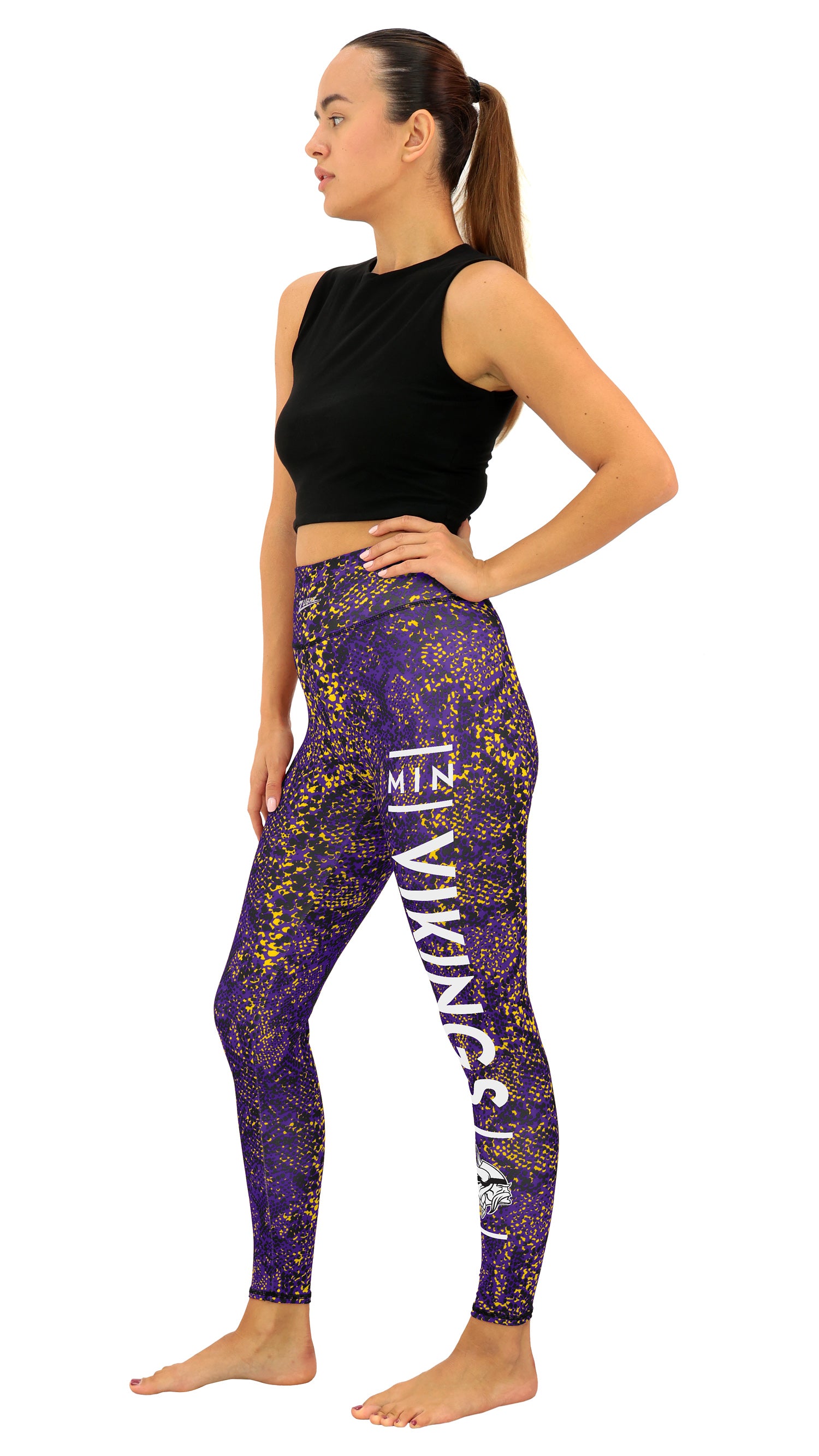 Zubaz NFL Women's Field Goal Primary Post Leggings, Minnesota Vikings