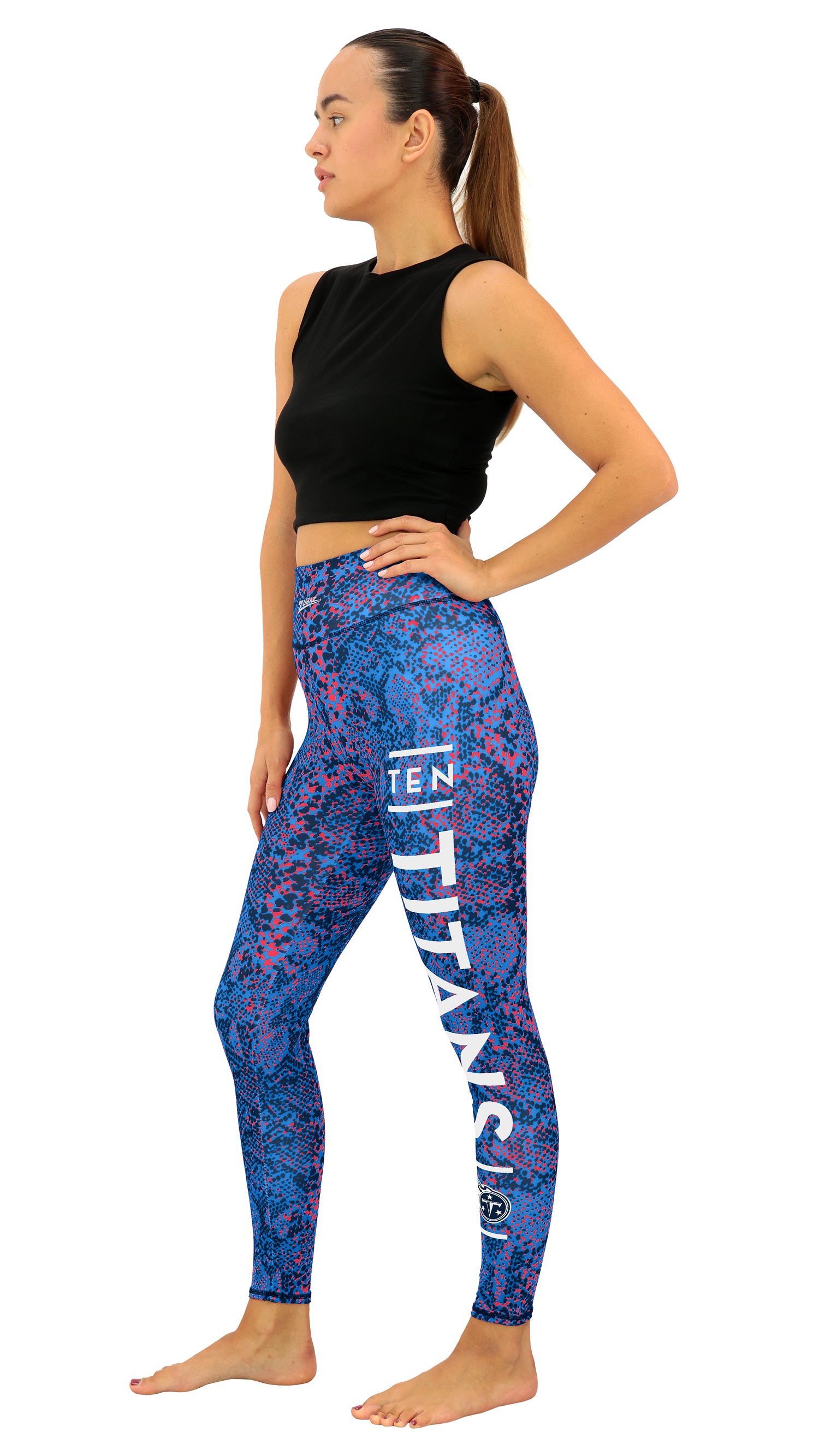 Zubaz NFL Women's Field Goal Primary Post Leggings, Tennessee Titans