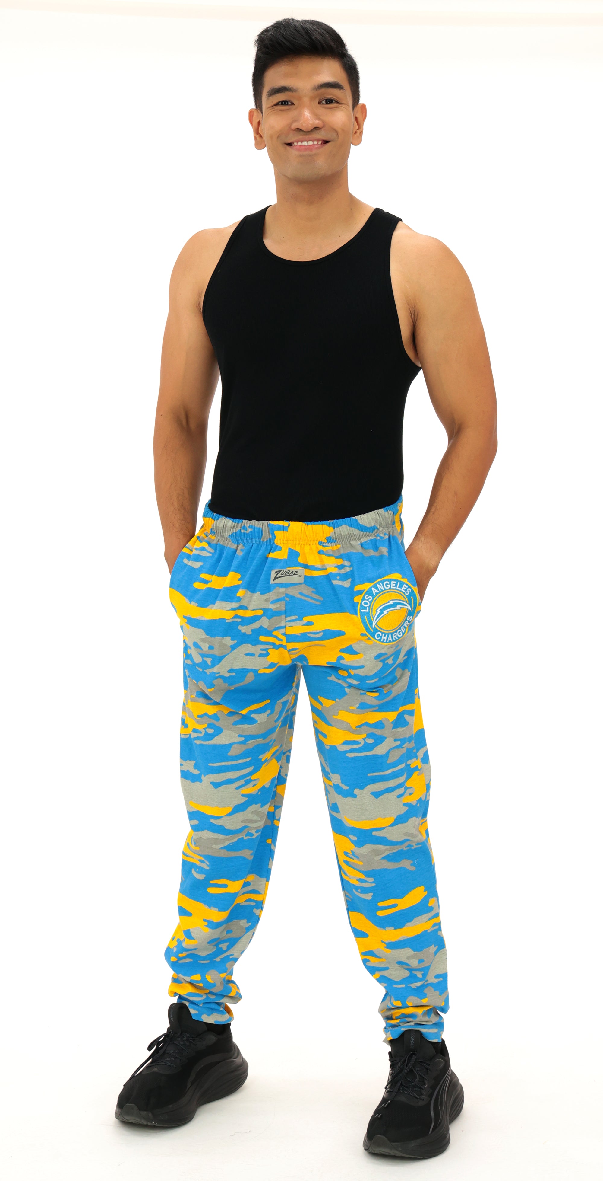Zubaz NFL Adult Unisex Z88 Embroidered Alt Camo Pants, Los Angeles Chargers