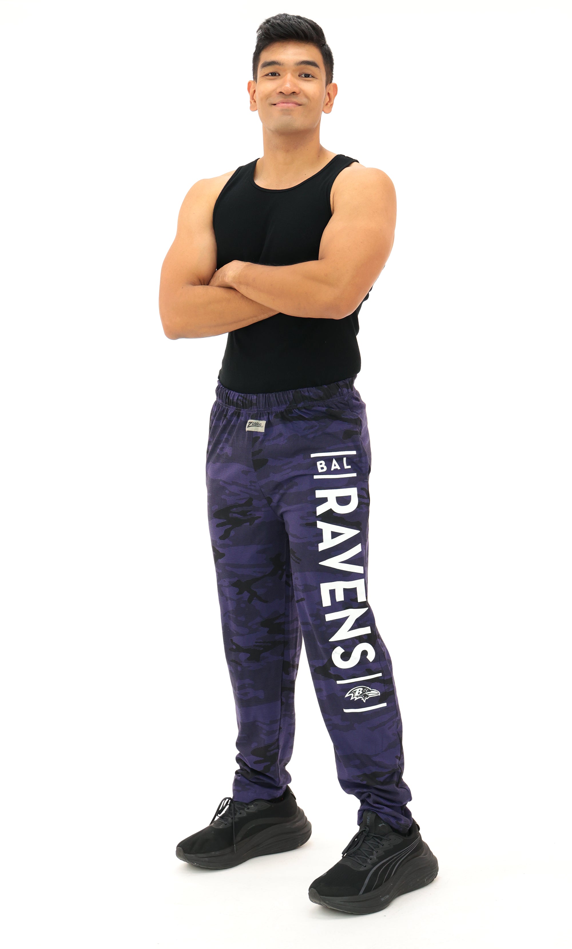 Zubaz NFL Adult Unisex Z88 Camo Lines Pants, Baltimore Ravens