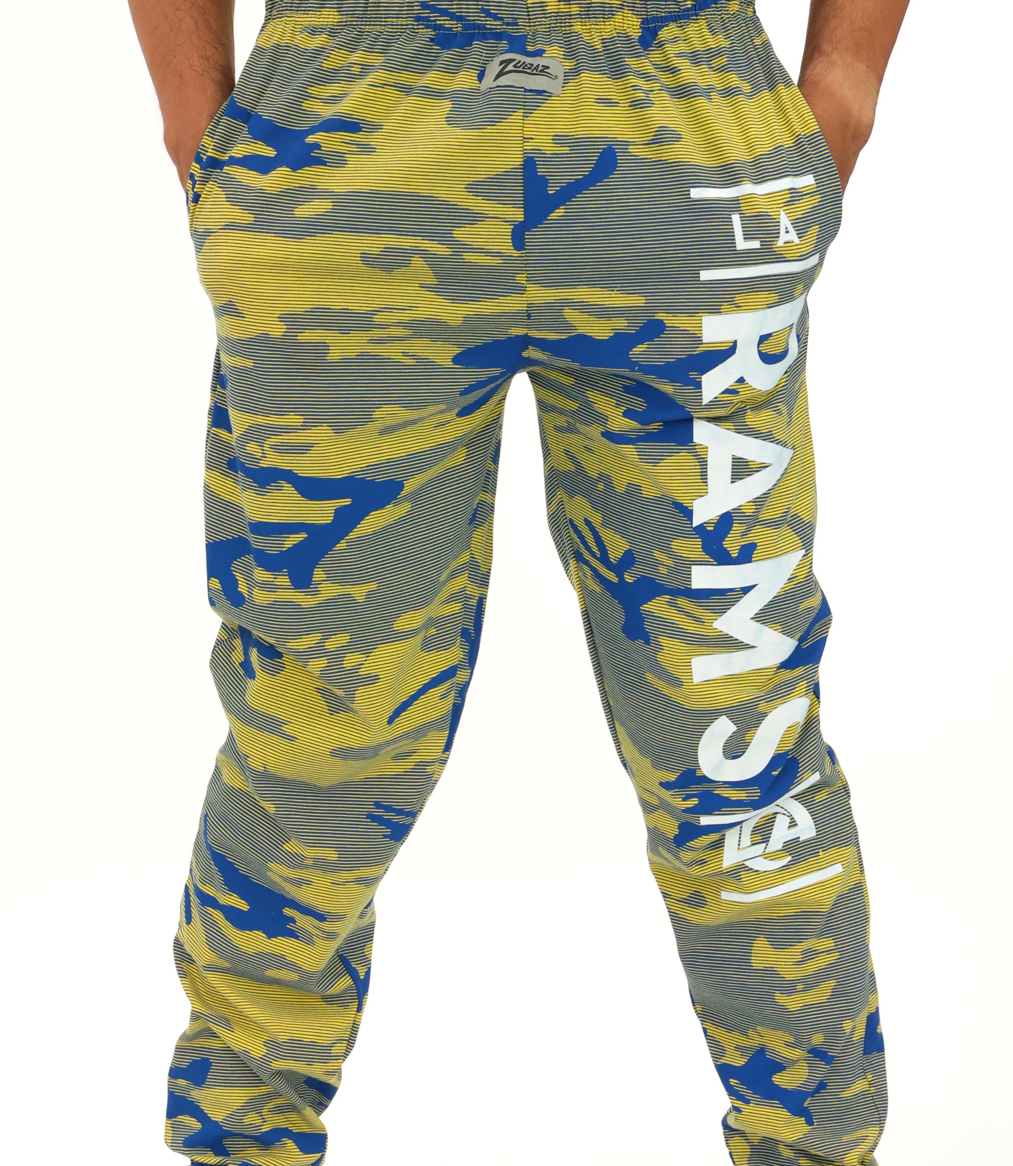 Zubaz NFL Adult Unisex Z88 Camo Lines Pants, Los Angeles Rams