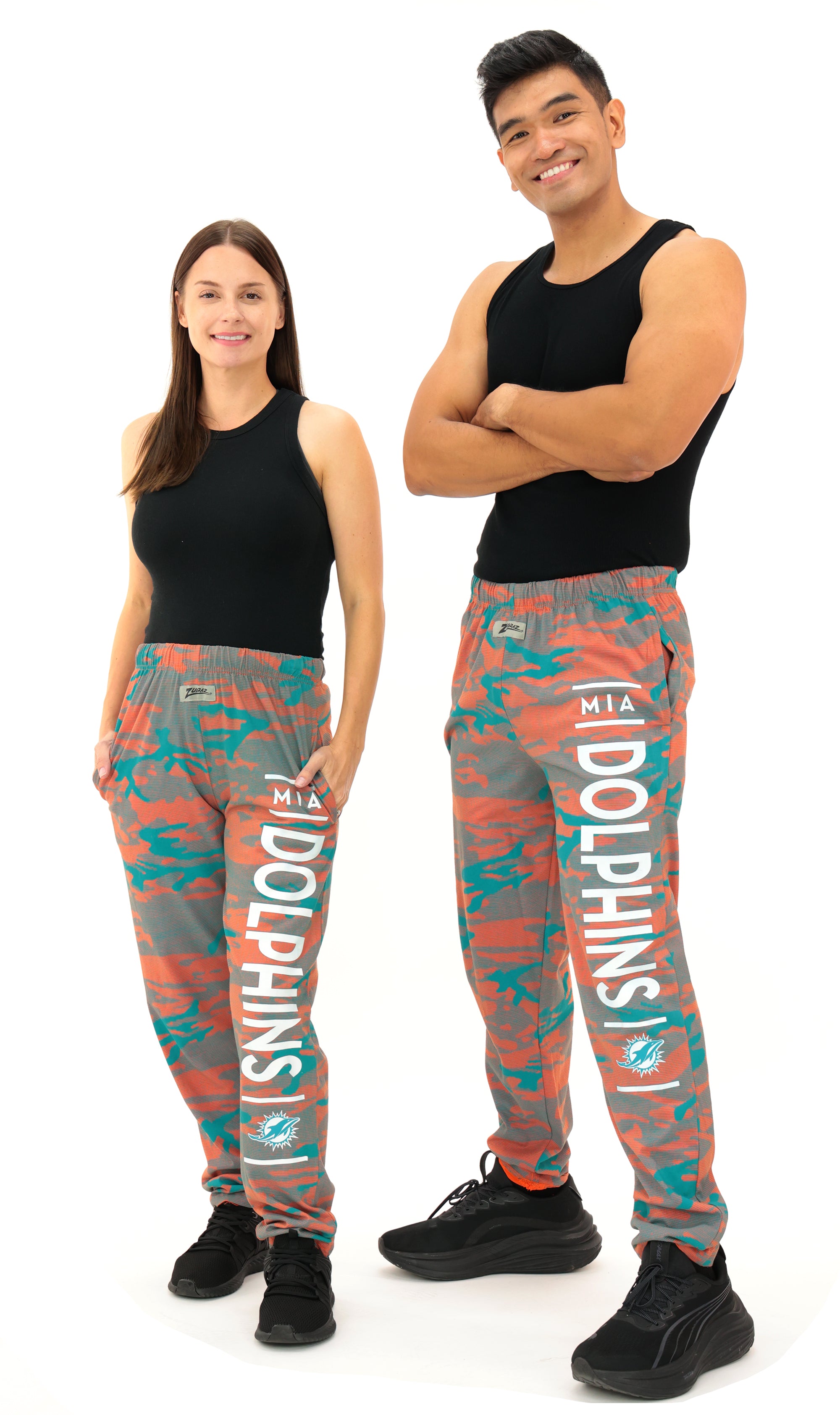 Zubaz NFL Adult Unisex Z88 Camo Lines Pants, Miami Dolphins