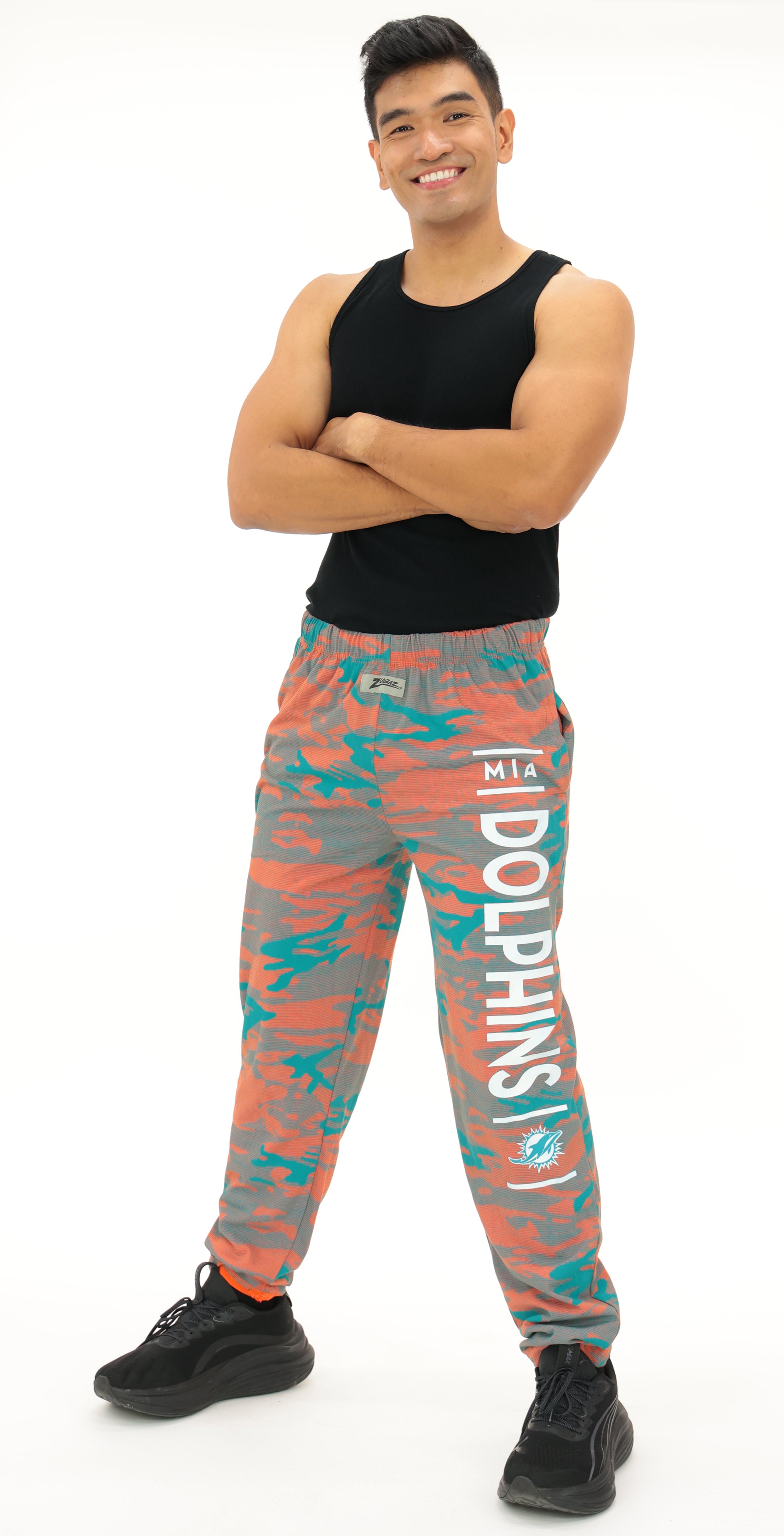 Zubaz NFL Adult Unisex Z88 Camo Lines Pants, Miami Dolphins