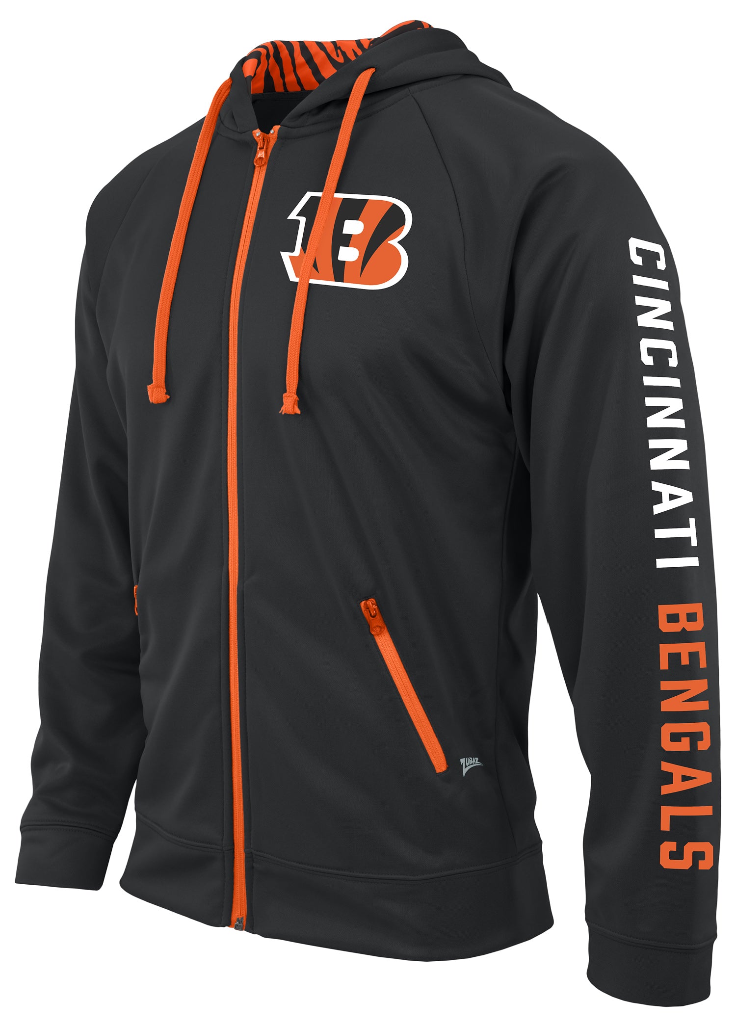 Zubaz NFL Men's Team Name and Logo Full Zip Hoodie Cincinnati Bengals