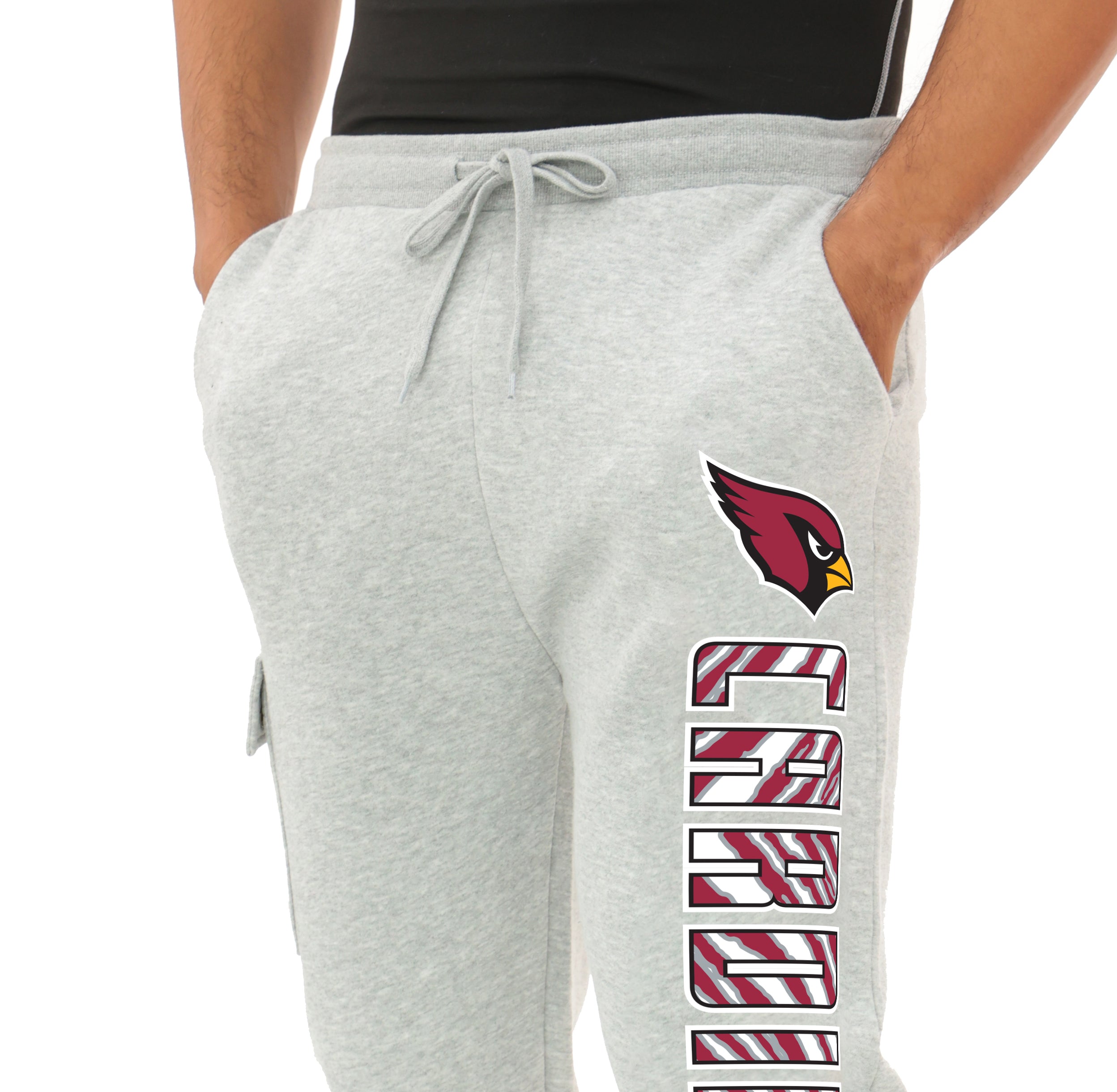 Zubaz NFL  MEN Cargo Joggers - Gray, ARIZONA CARDINALS