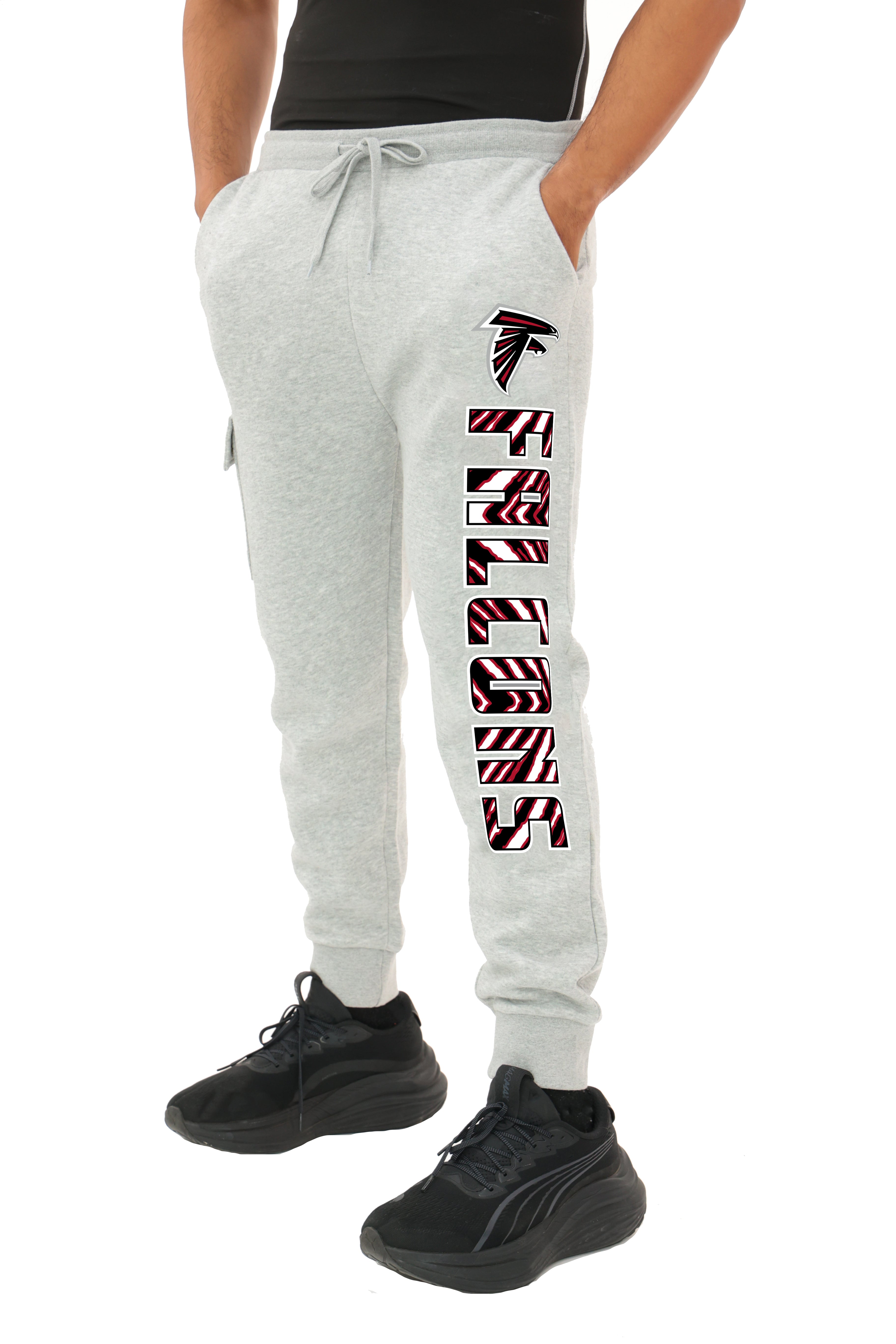 Zubaz NFL  MEN Cargo Joggers - Gray, ATLANTA FALCONS