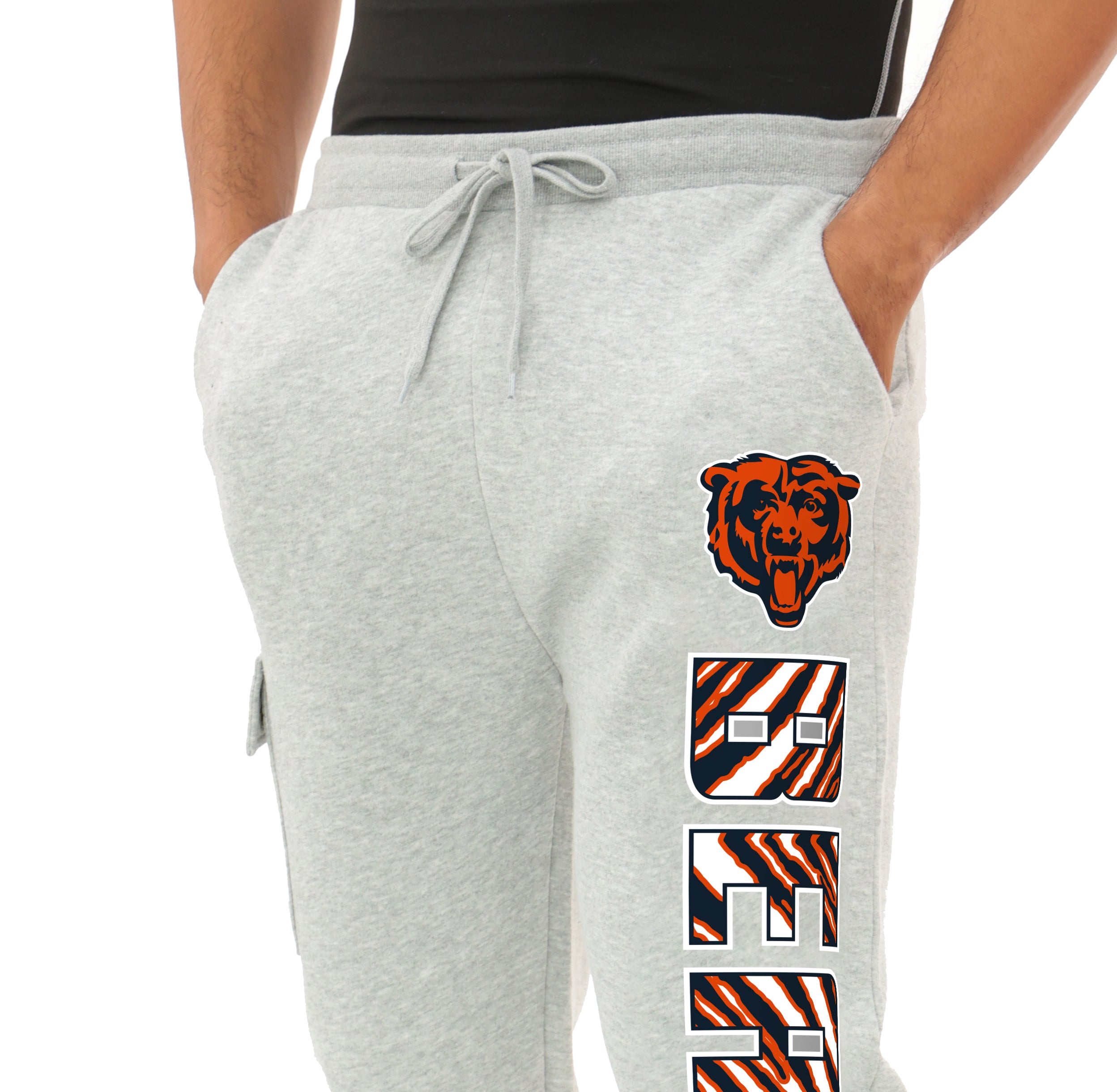 Zubaz NFL  MEN Cargo Joggers - Gray, CHICAGO BEARS