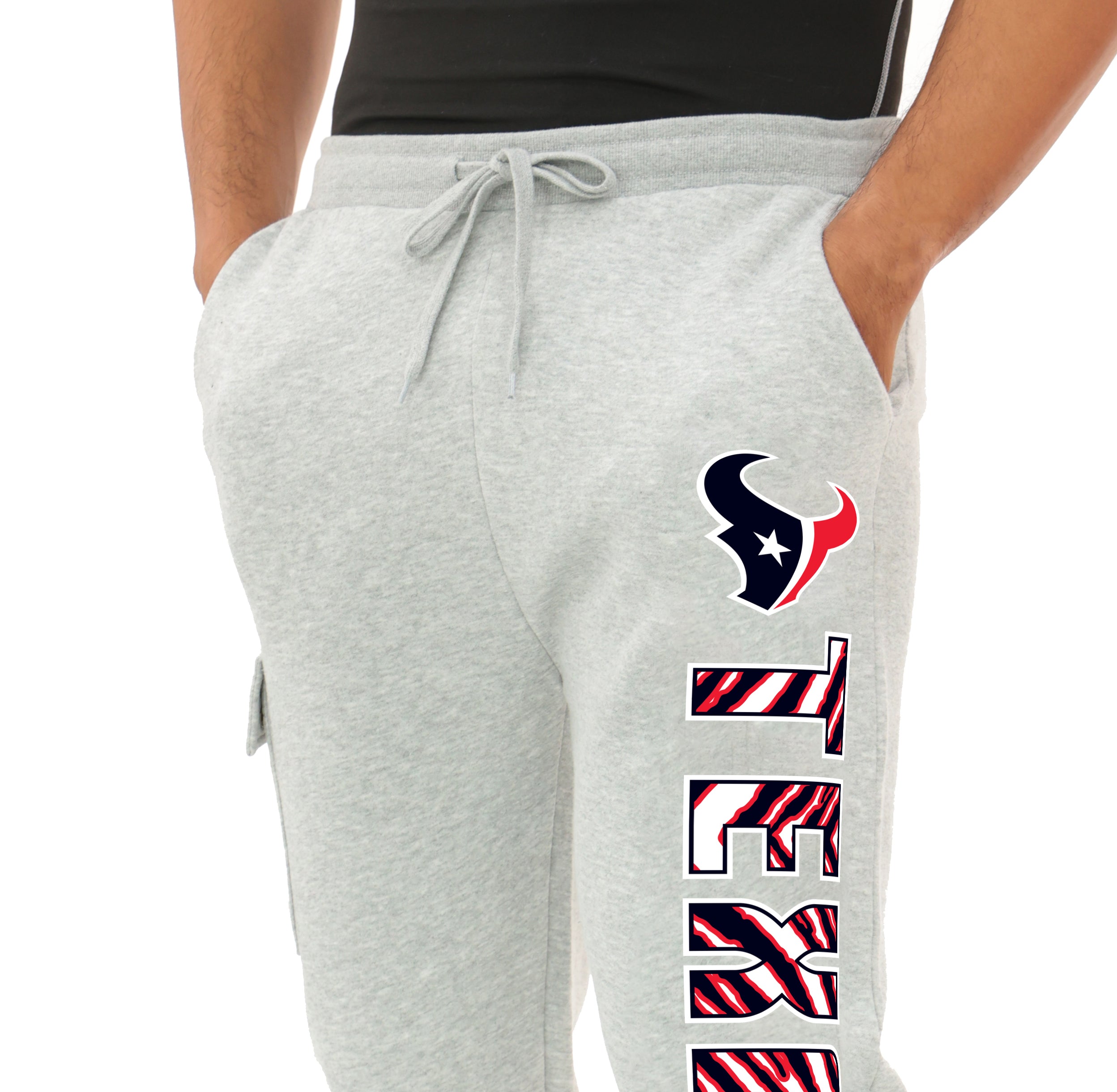 Zubaz NFL  MEN Cargo Joggers - Gray, HOUSTON TEXANS