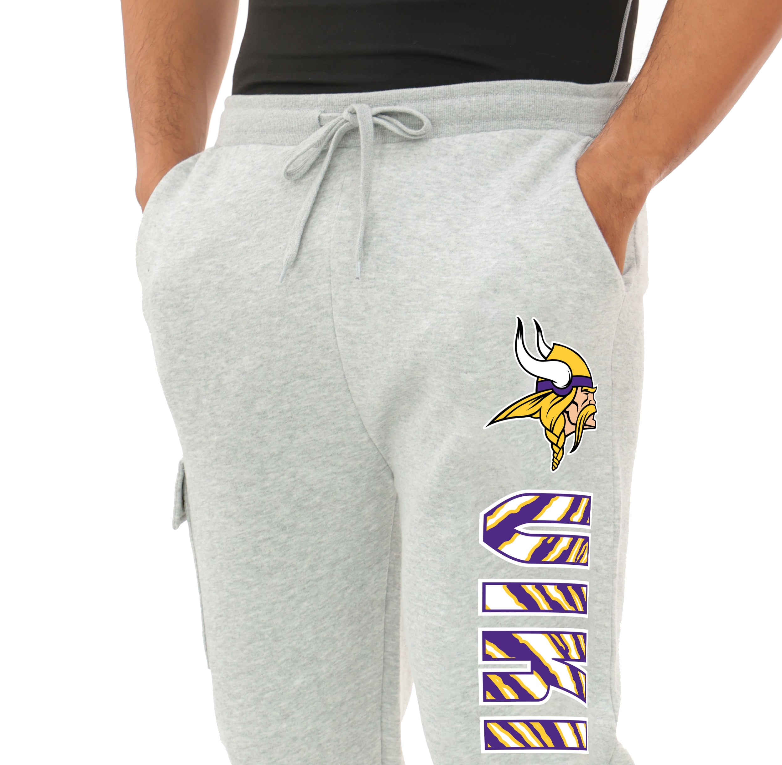 Zubaz NFL  MEN Cargo Joggers - Gray, MINNESOTA VIKINGS