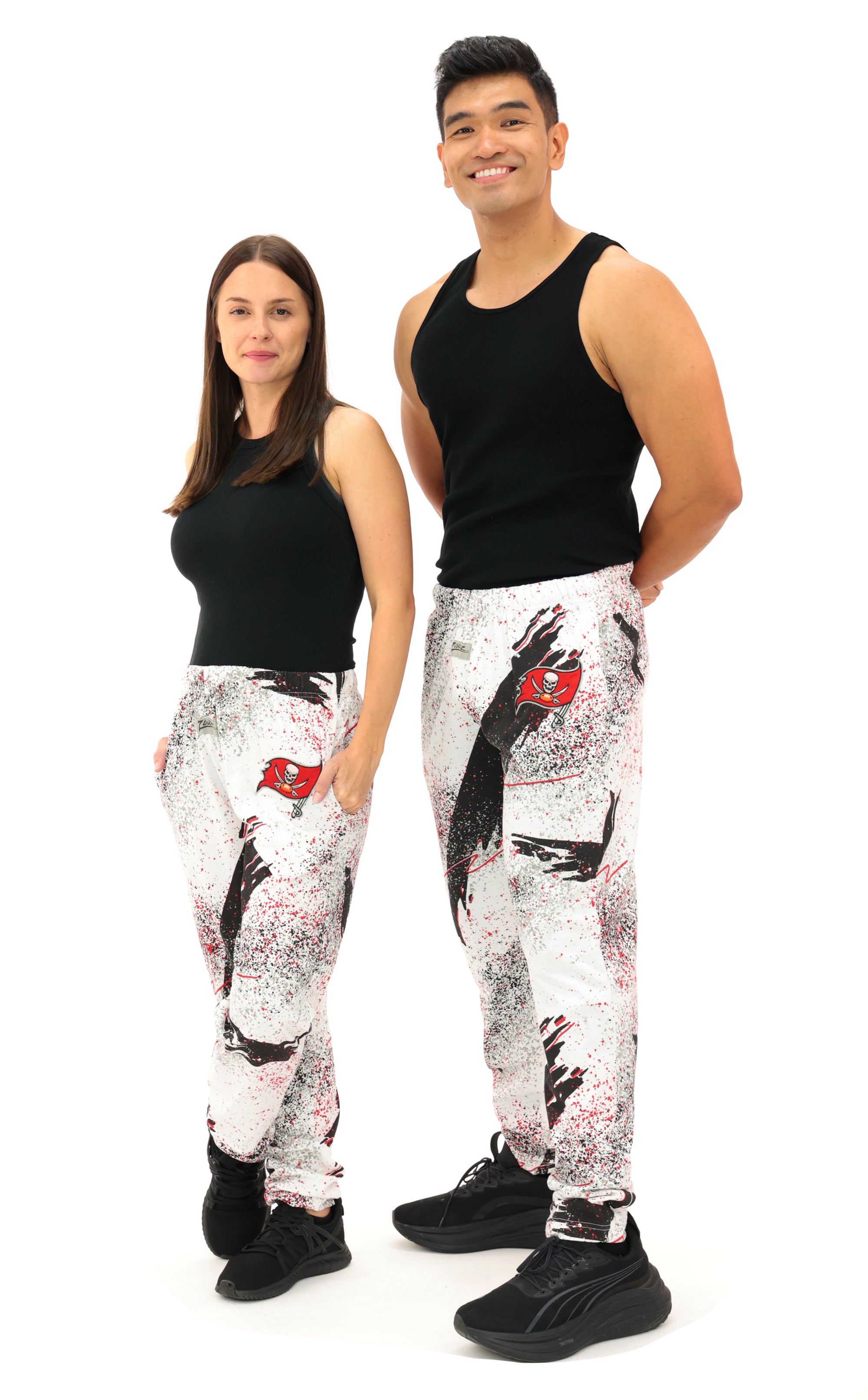 Zubaz NFL Adult Unisex Z88 Embroidered Confetti 3 Color Pants, Tampa B